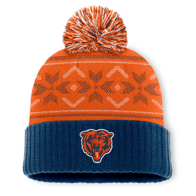 Chicago Bears Fanatics Snowday Cuffed Knit Hat with Pom - Navy/Orange