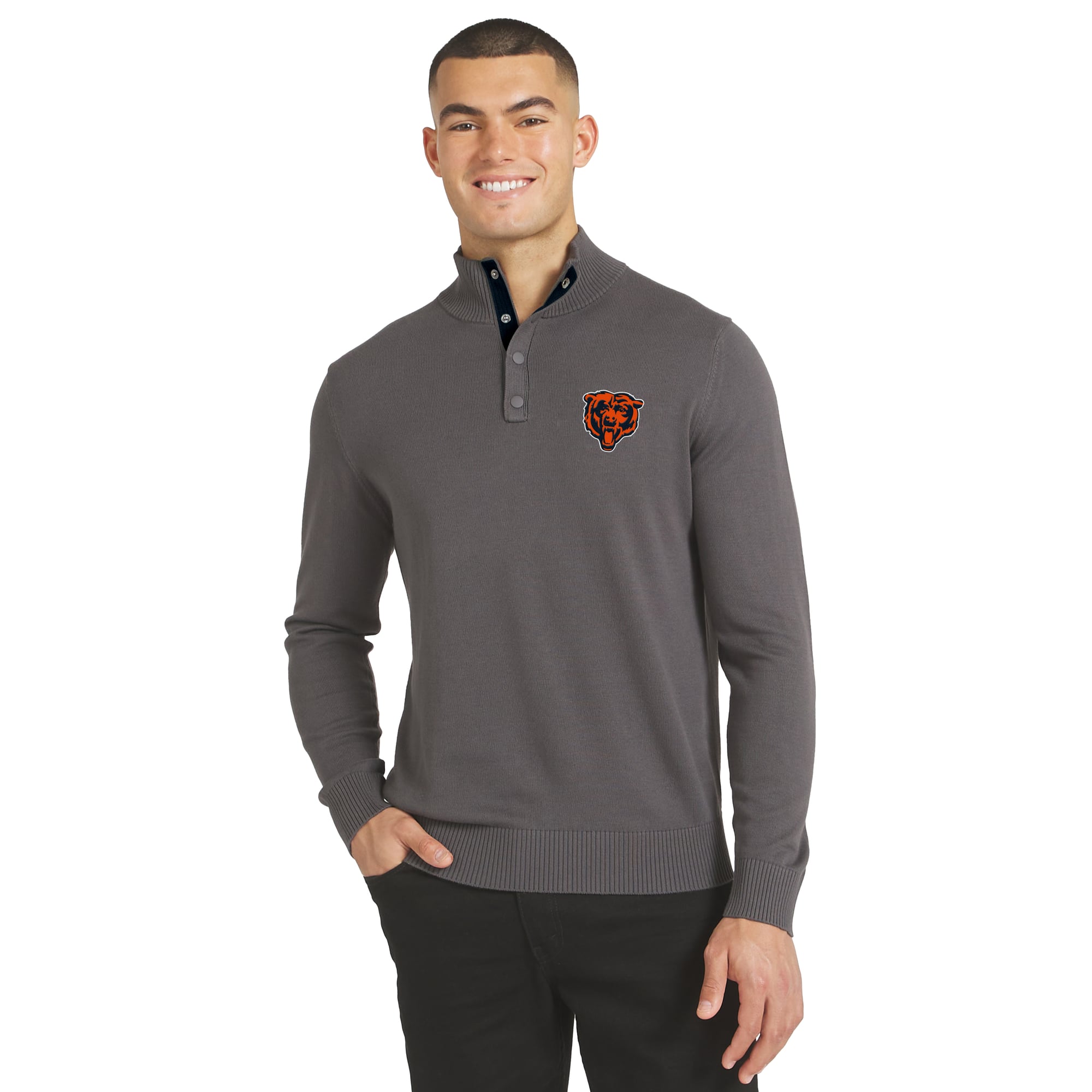 Men's J. Palmer Charcoal Chicago Bears Sideline Quarter-Snap Sweater