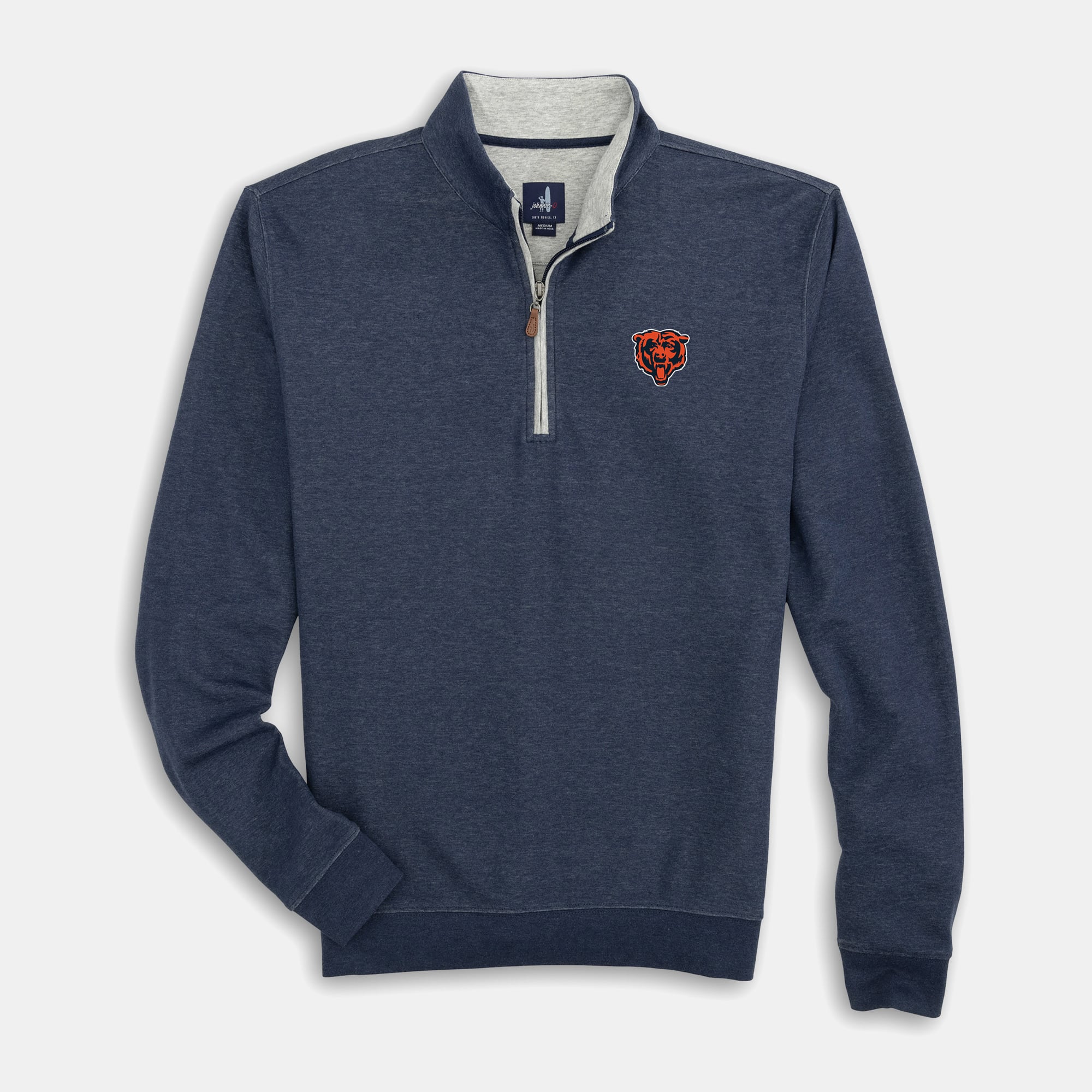 Men's johnnie-O Navy Chicago Bears Sully Tri-Blend Quarter-Zip Pullover
