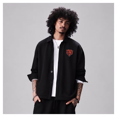 Chicago Bears Levelwear Luxe Tri-Blend Full-Button Shirt Jacket - Black