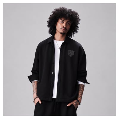 Chicago Bears Levelwear Luxe Tri-Blend Full-Button Shirt Jacket - Black