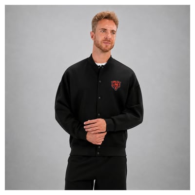 Chicago Bears Levelwear Prime Luxe Signature Tri-Blend Bomber Jacket - Black