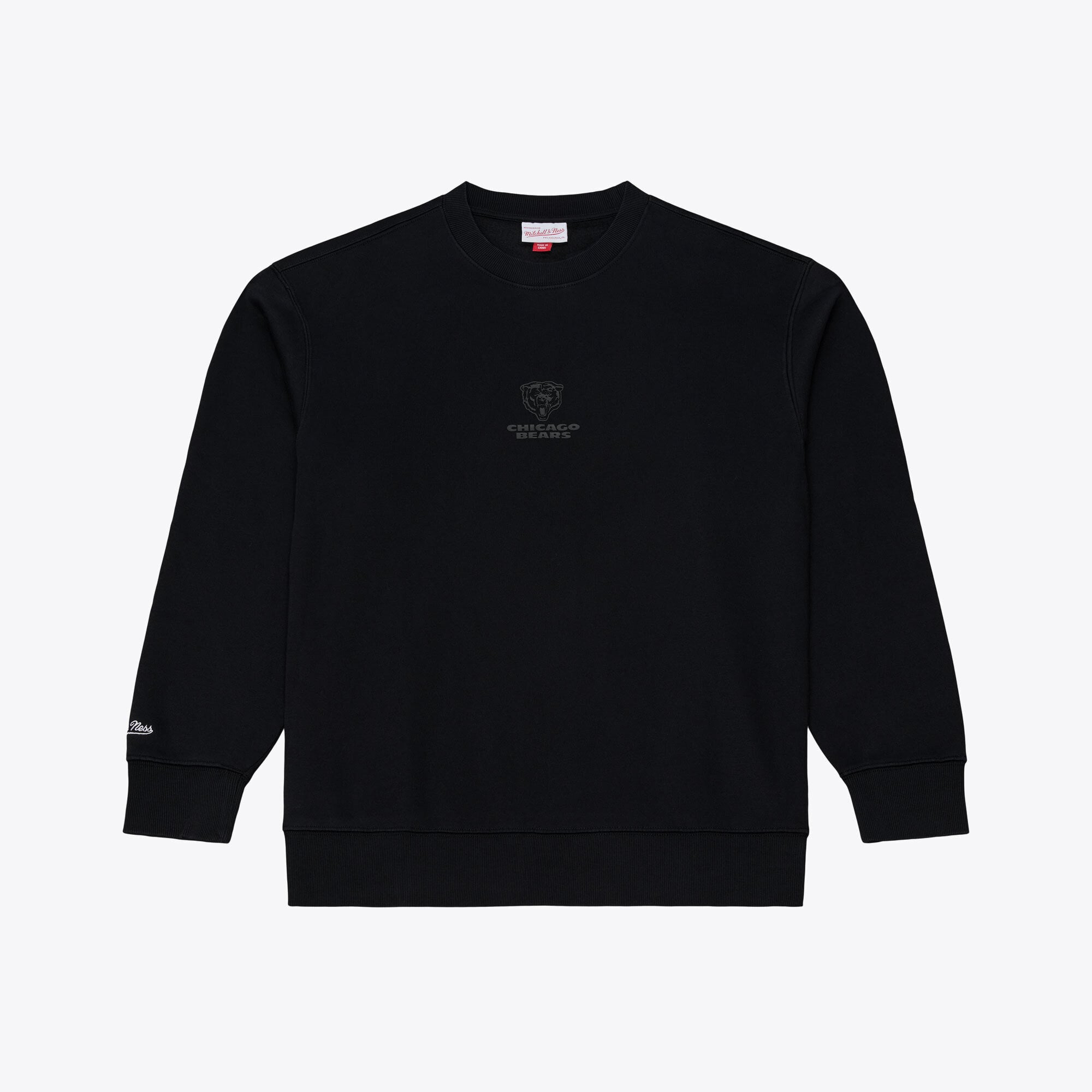 Men's Mitchell & Ness Black Chicago Bears Core Essentials Micro Logo Fleece Sweatshirt