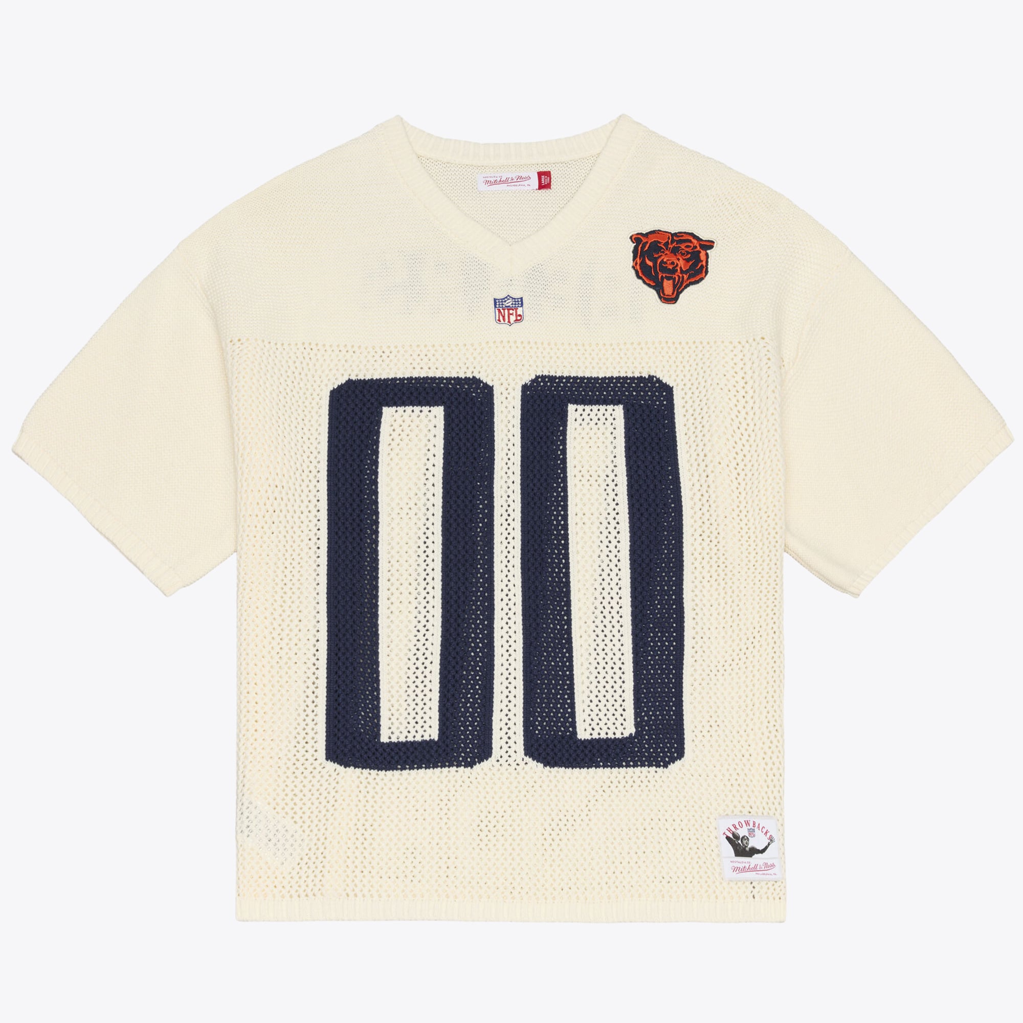Men's Mitchell & Ness Cream Chicago Bears Retro Roots Short Sleeve Sweater Jersey