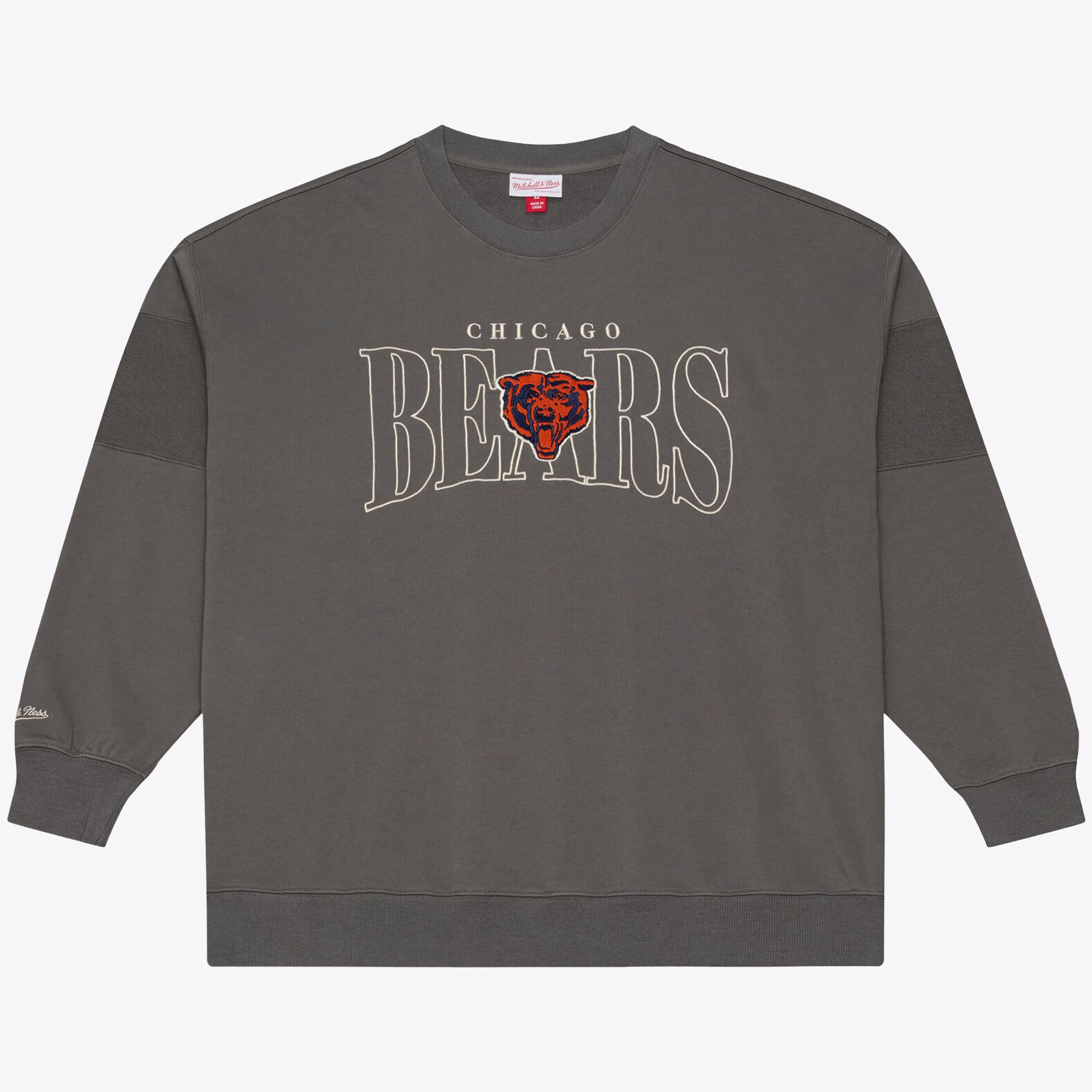 Sweat-shirt polaire surdimensionné gris Chicago Bears pour homme de Mitchell & Ness Heritage Hues