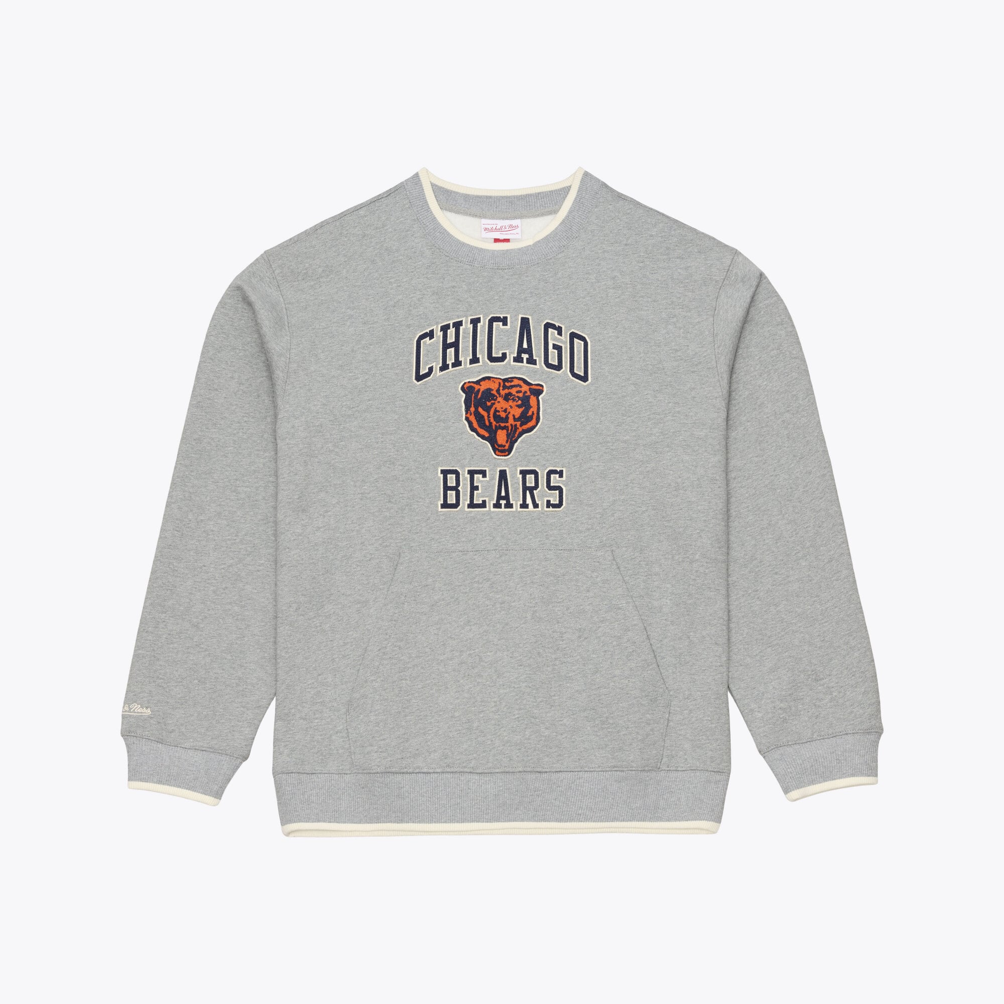 Sweat-shirt Mitchell & Ness pour homme, gris chiné, Chicago Bears, collection Premium Essentials.