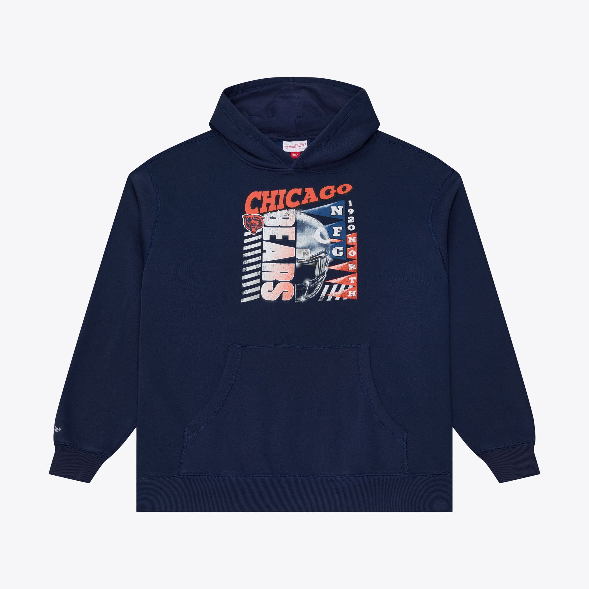 Sweat à capuche en polaire Mitchell & Ness bleu marine Chicago Bears Core Essentials Street Graphic pour homme