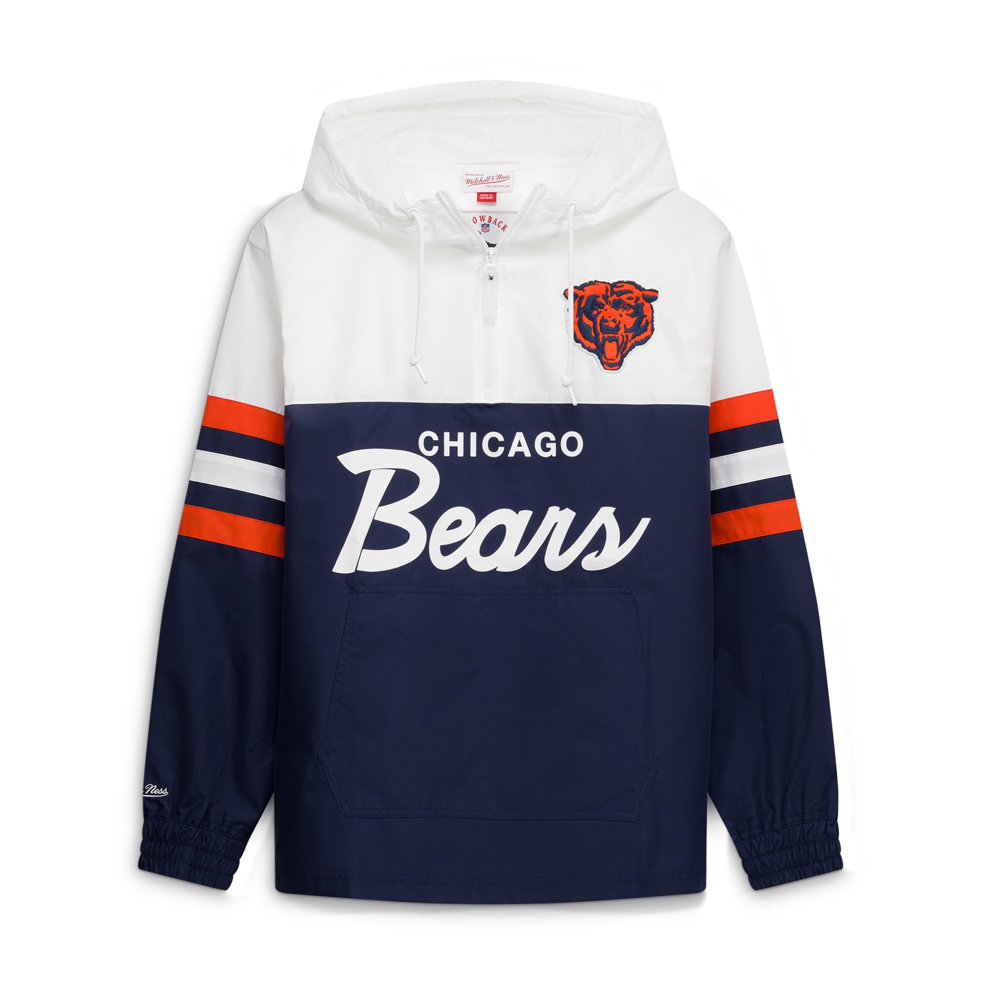 Men's Mitchell & Ness Navy Chicago Bears Head Coach Anorak Quarter-Zip Windbreaker Jacket