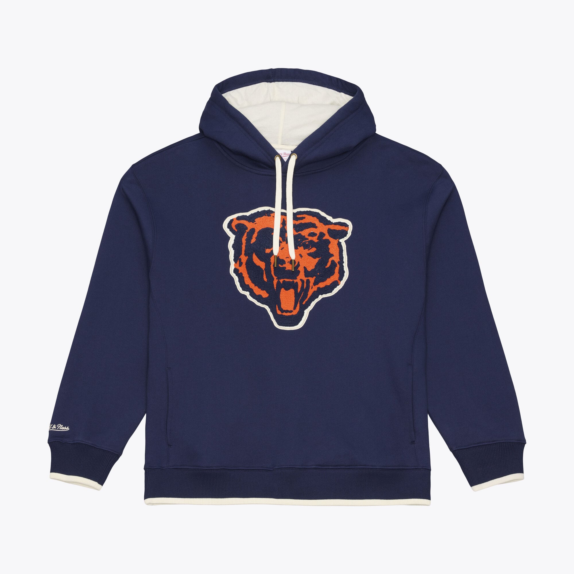 Sweat à capuche en polaire épaisse Mitchell & Ness bleu marine Chicago Bears pour homme