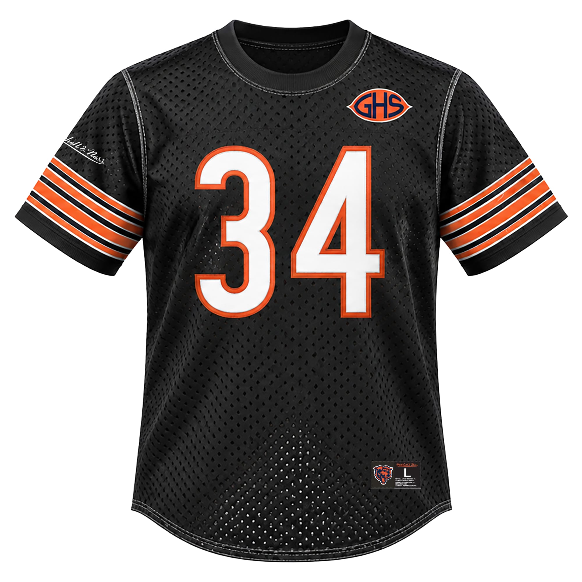 T-shirt à col rond en maille Mitchell & Ness Walter Payton noir, Chicago Bears, joueur retraité