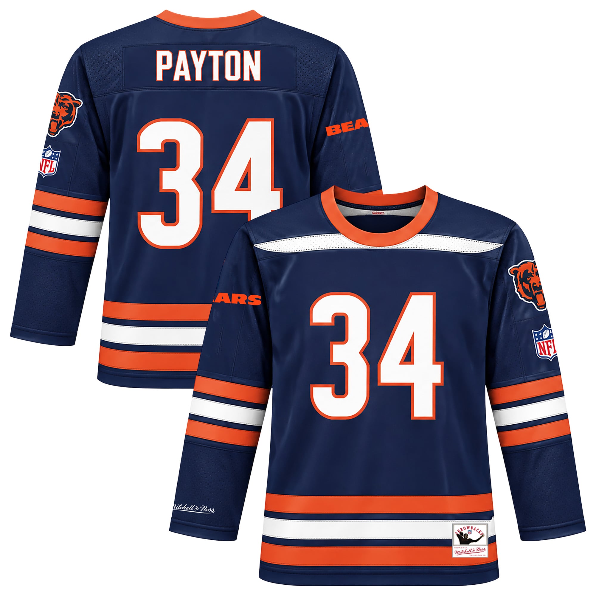 Maillot de hockey Mitchell & Ness Walter Payton bleu marine des Bears Chicago pour homme