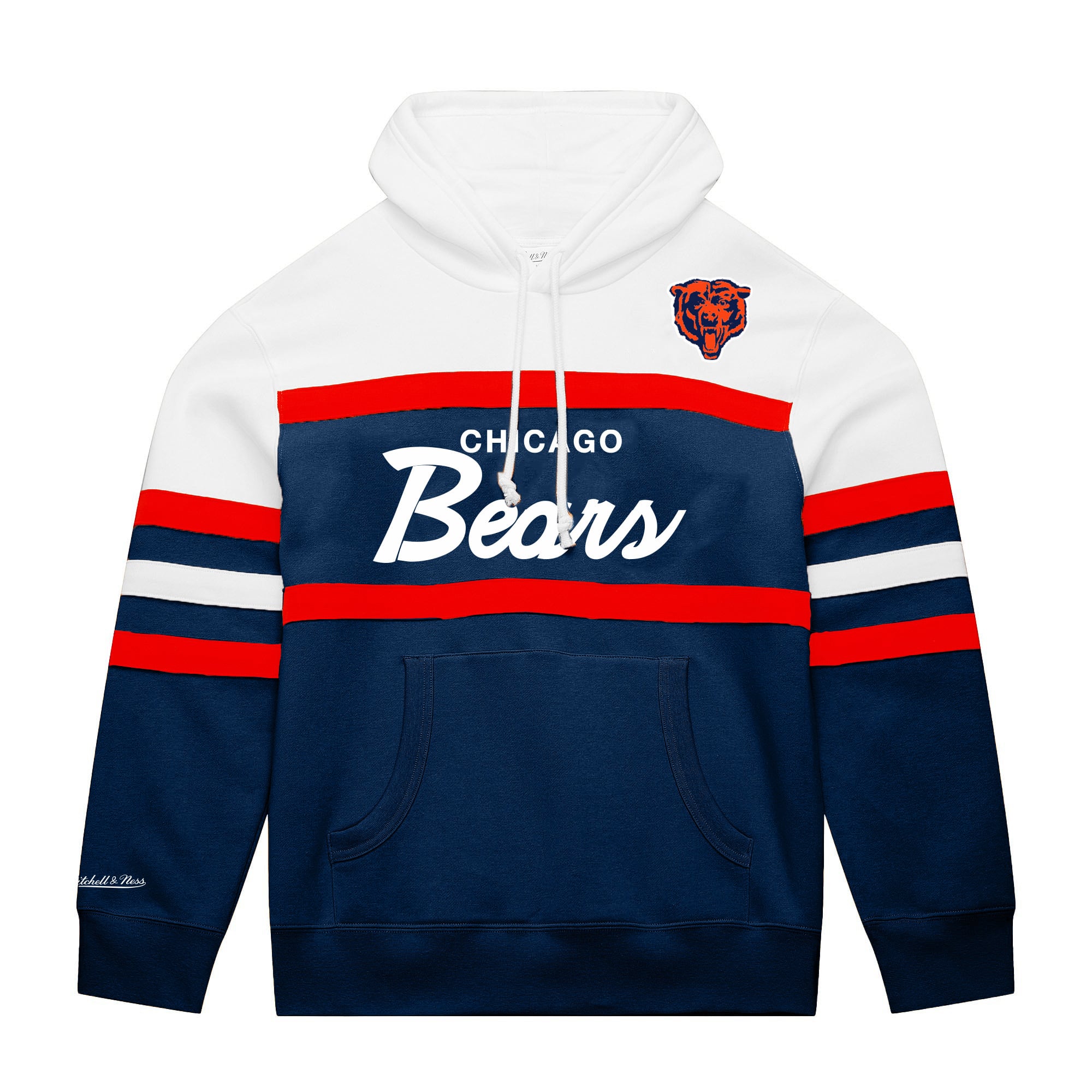 Men's Mitchell & Ness White/Navy Chicago Bears Big Tall Head Coach Hoodie