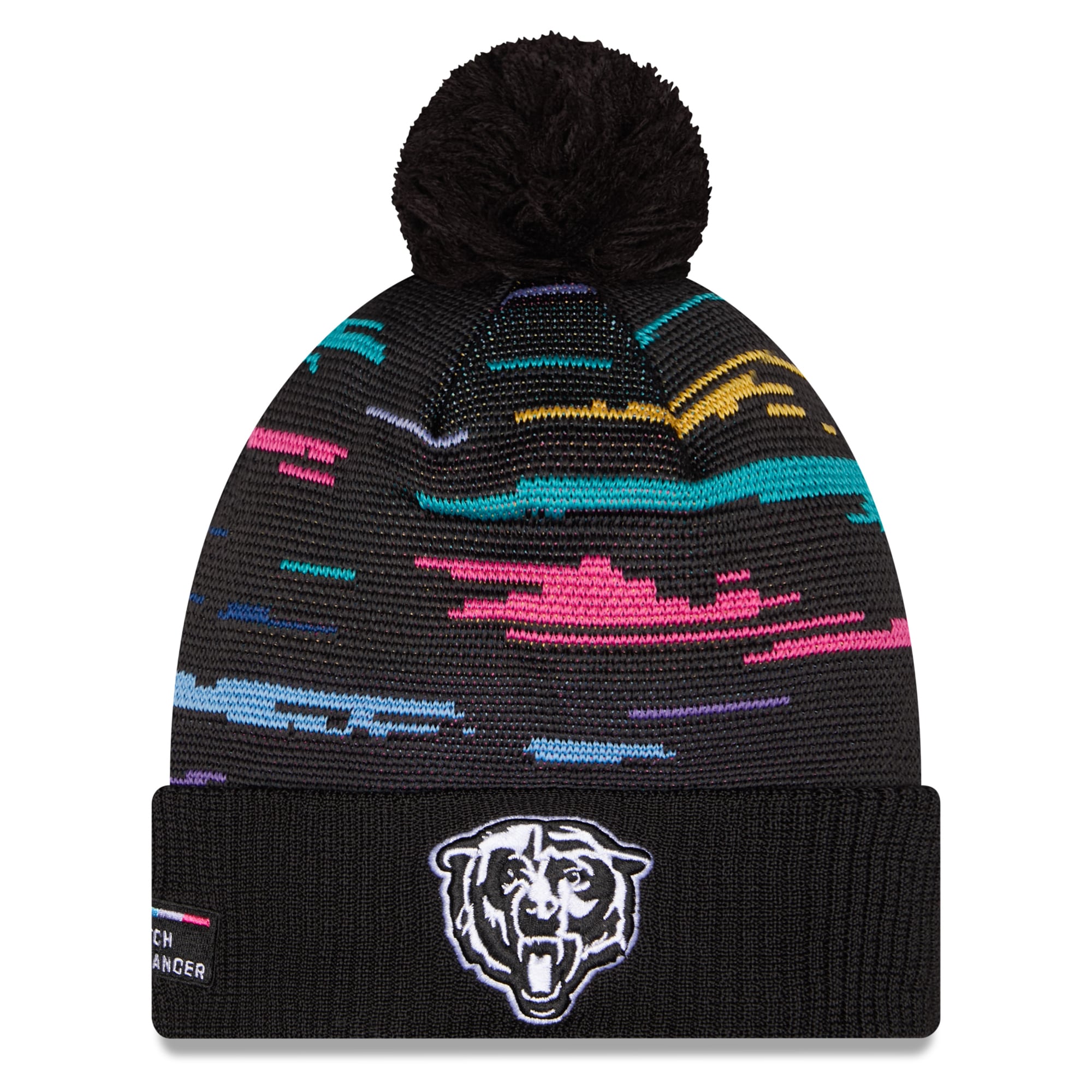 Men's New Era Black Chicago Bears 2026 NFL Crucial Catch Cuffed Knit Hat with Pom