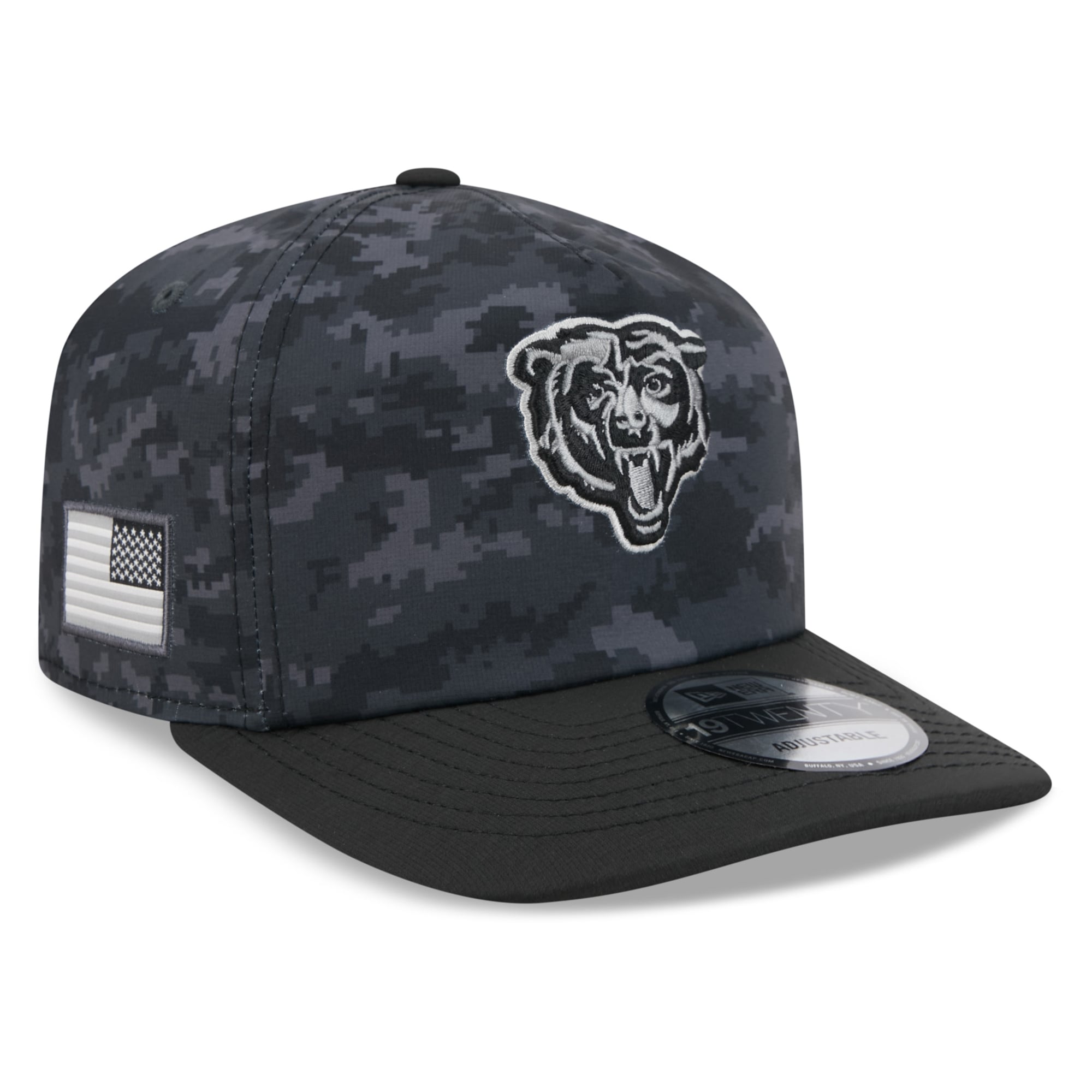 Casquette ajustable New Era noire Chicago Bears 2026 Salute To Service 19TWENTY pour homme