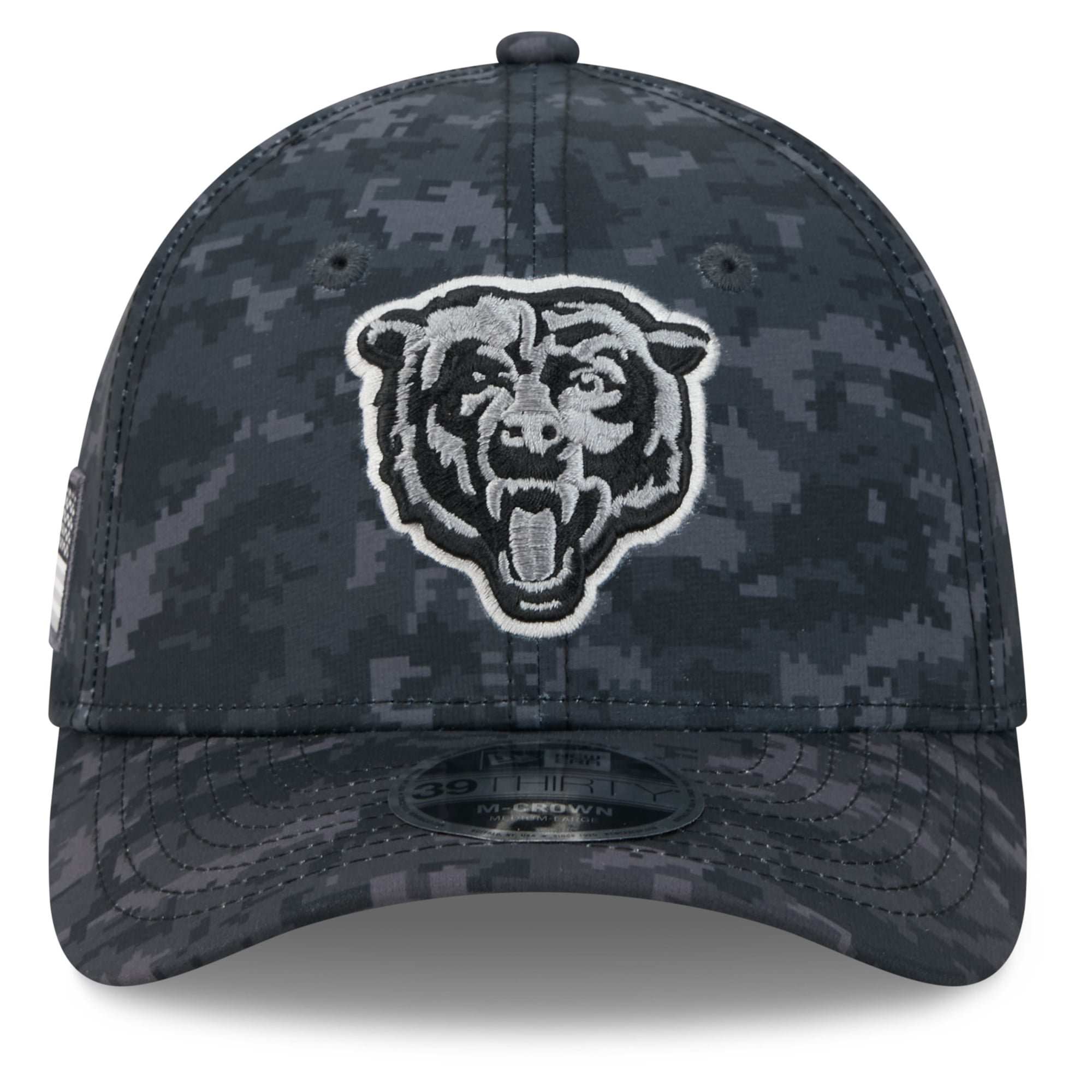 Casquette extensible New Era noire Chicago Bears 2026 Salute To Service 39THIRTY M-Crown pour homme