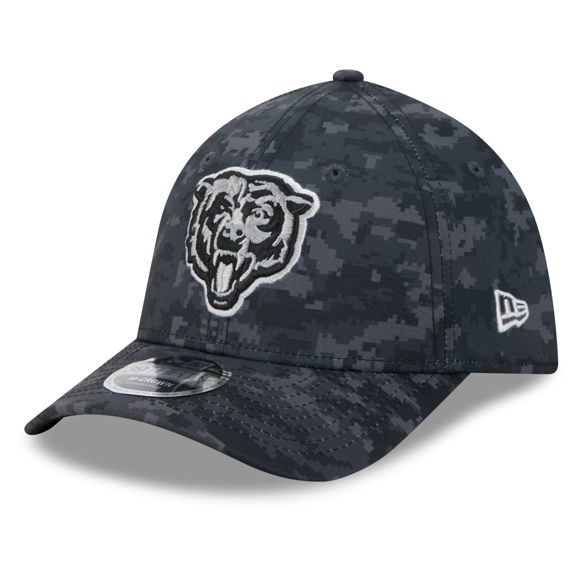 Casquette extensible New Era noire Chicago Bears 2026 Salute To Service 39THIRTY M-Crown pour homme