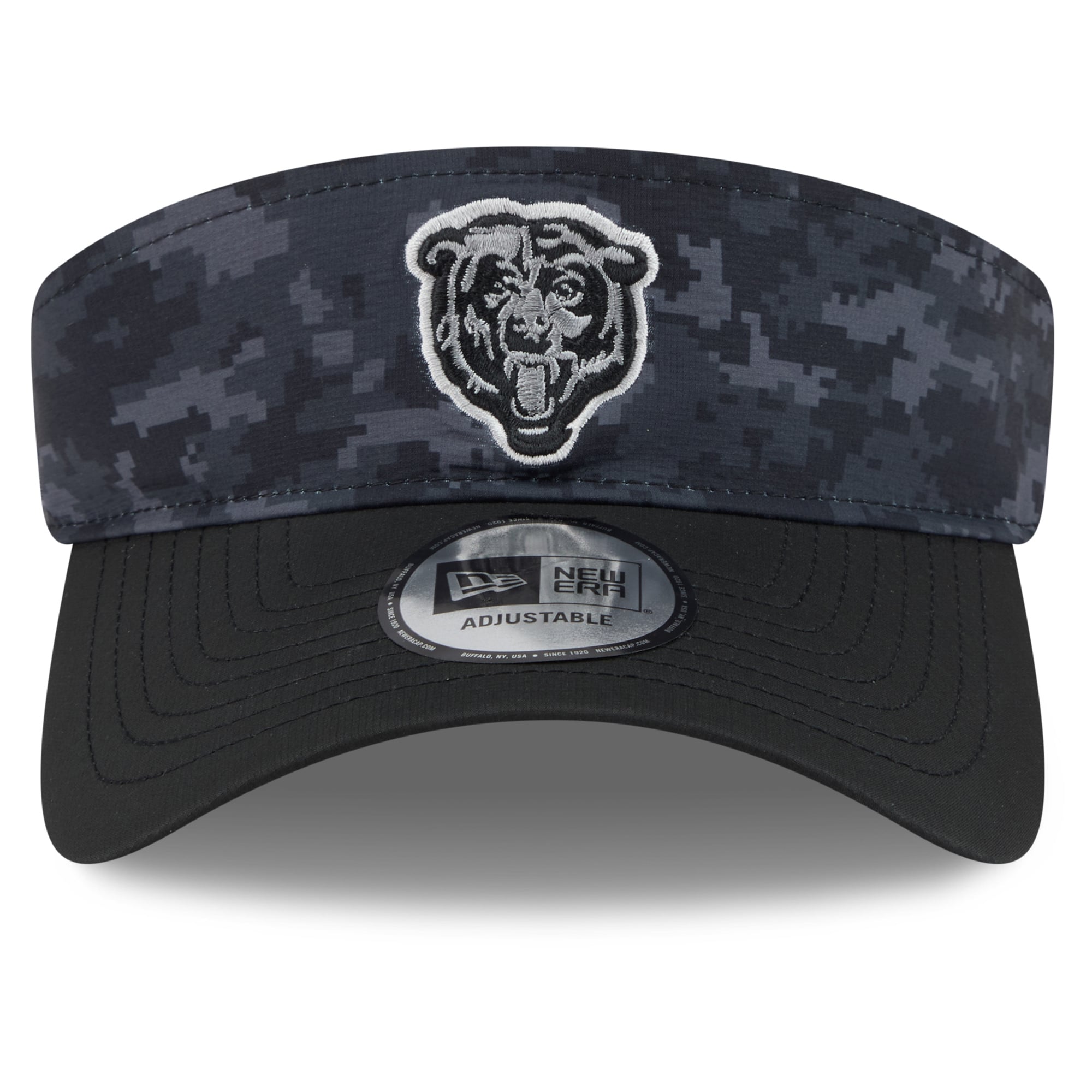 Casquette New Era noire pour homme, modèle Chicago Bears 2026 Salute To Service, visière ajustable