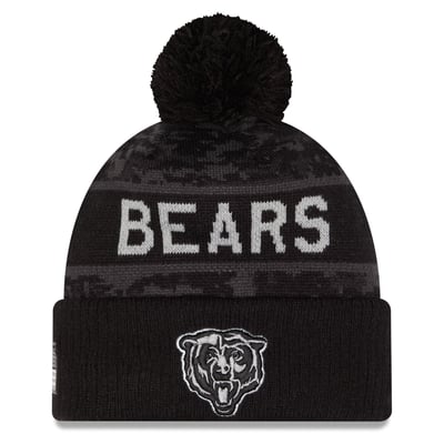 Chicago Bears New Era 2026 Salute To Service Cuffed Knit Hat with Pom - Black