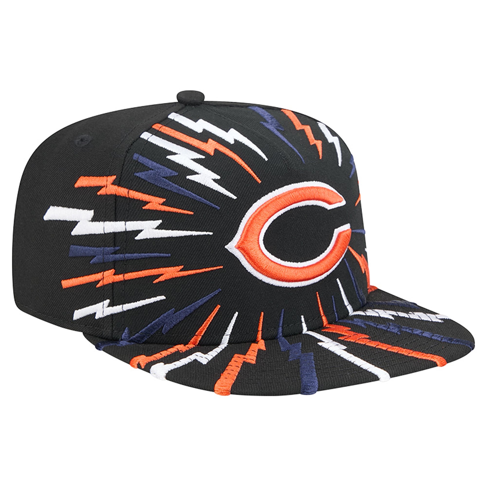 Men's New Era Black Chicago Bears Bolt A-Frame 9FIFTY Snapback Hat