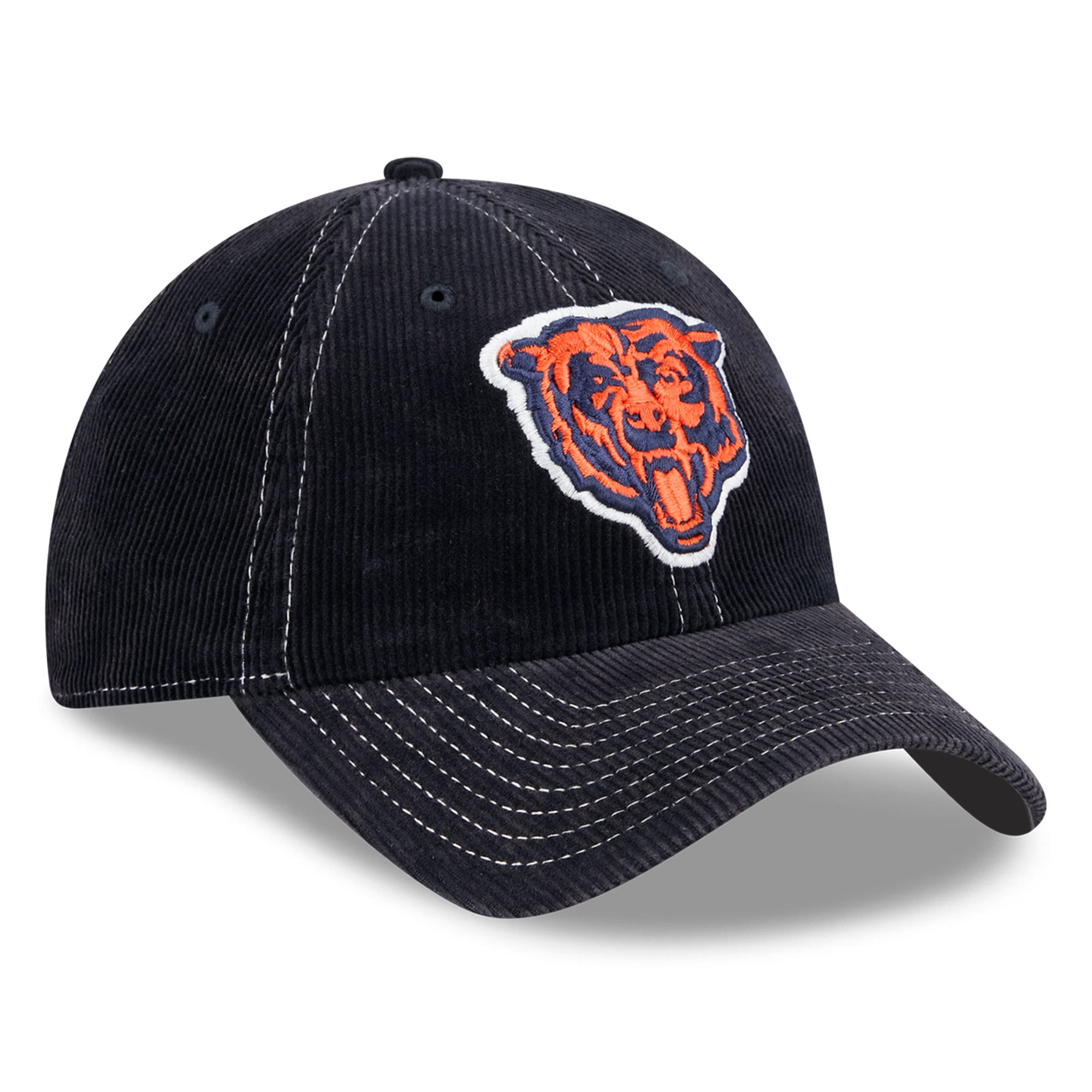 Casquette New Era noire pour homme, Chicago Bears, en velours côtelé, style classique décontracté et ajustable