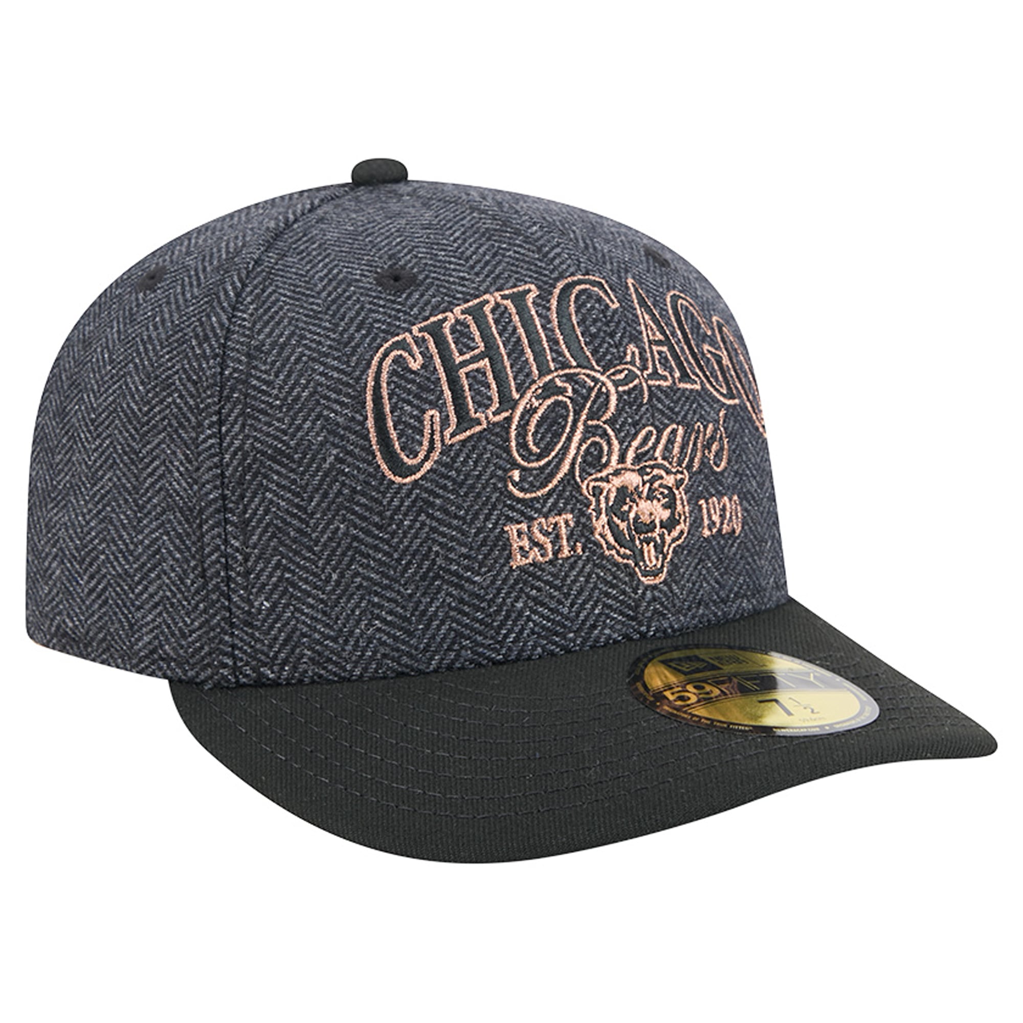 Casquette ajustée New Era Chicago Bears noire en fausse laine 59FIFTY pour homme