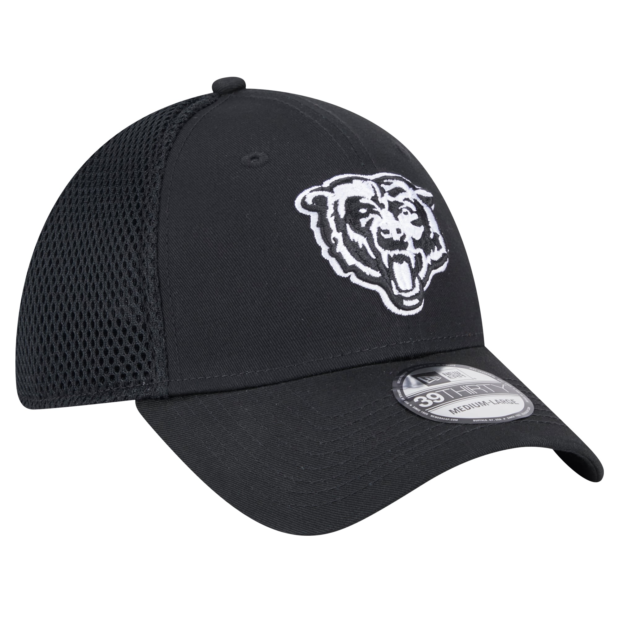 Men's New Era Black Chicago Bears Main Neo 39THIRTY Flex Hat