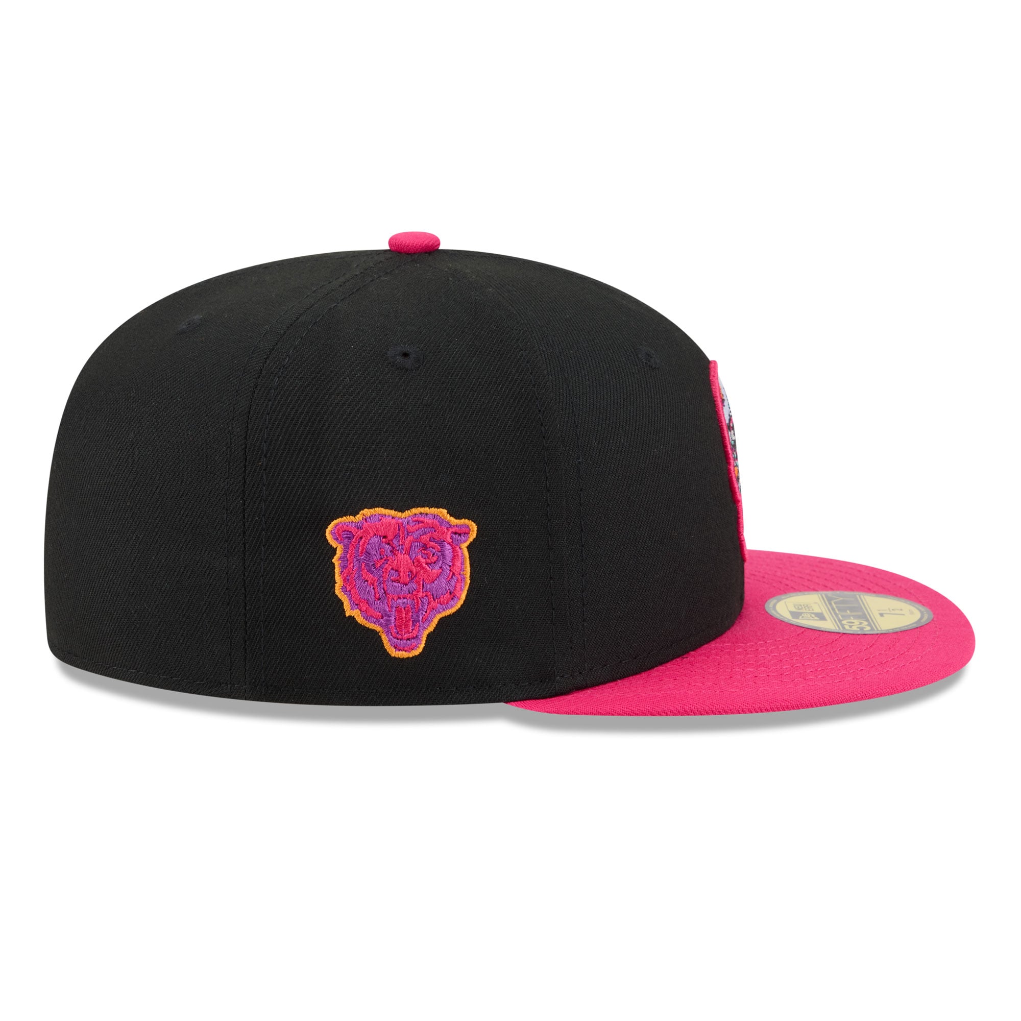 Casquette ajustée New Era 59FIFTY pour homme, noire et rose, Chicago Bears, édition spéciale Jour des Morts