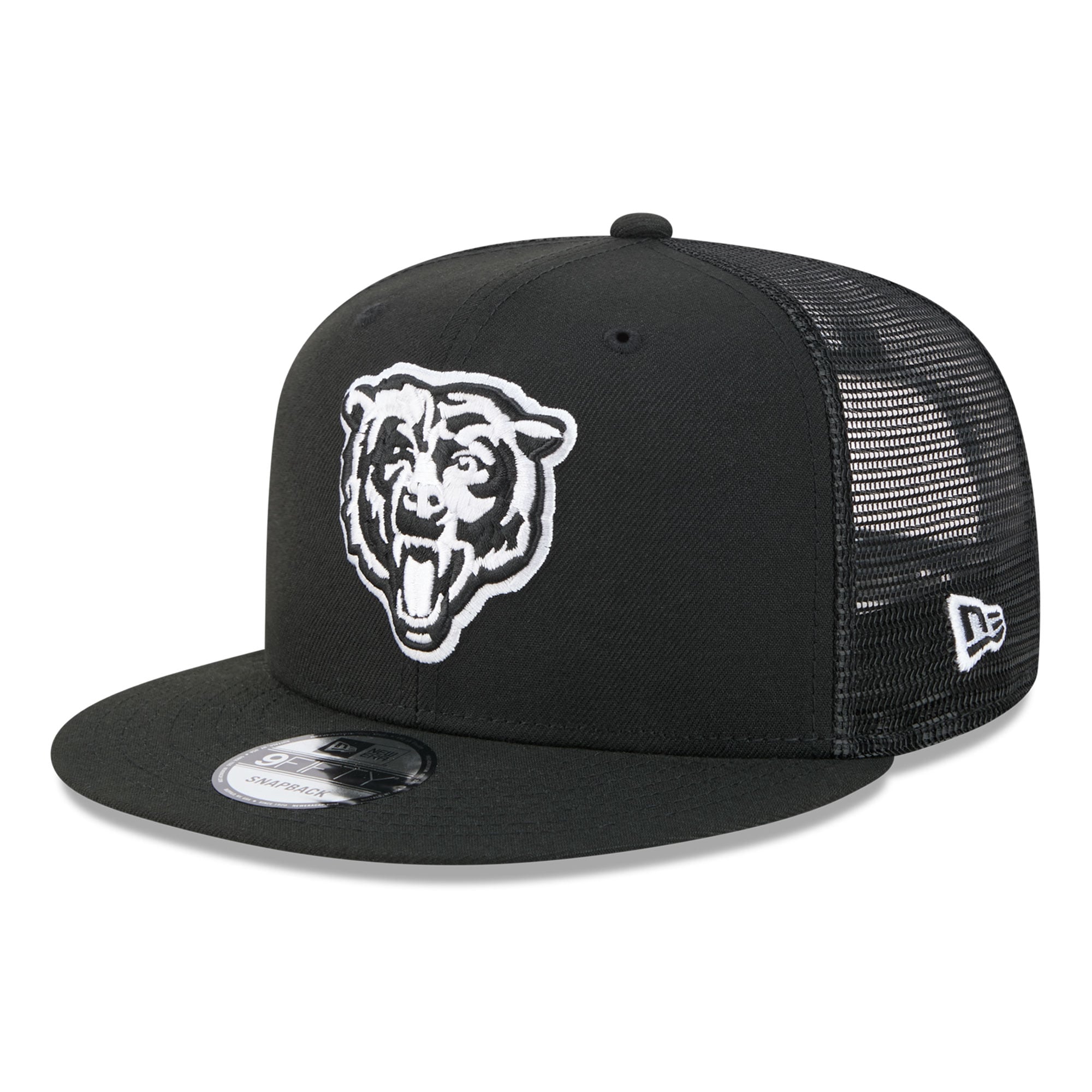 Casquette trucker New Era 9FIFTY noire et blanche Chicago Bears pour homme