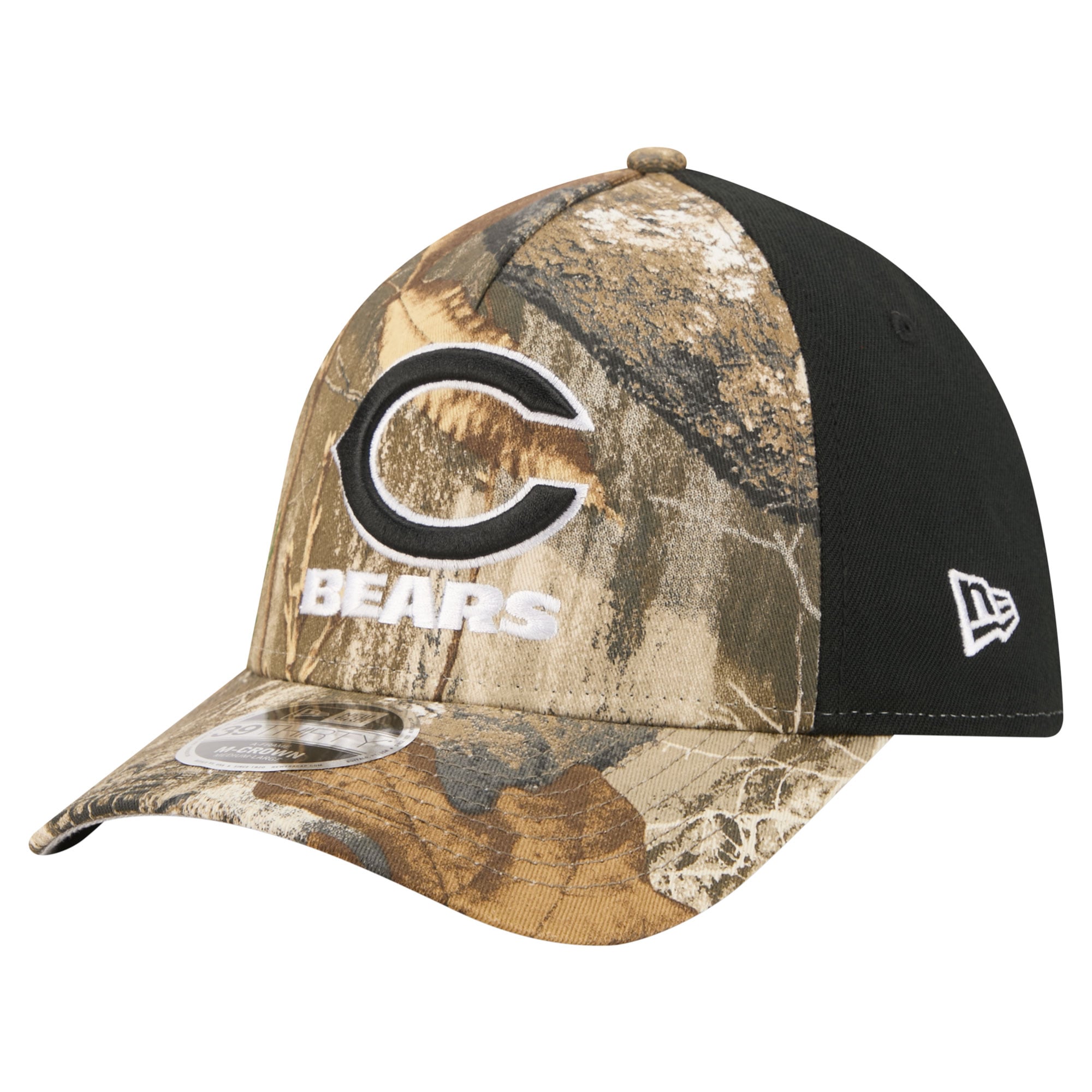 Men's New Era Camo/Black Chicago Bears Team Collection RealTree 39THIRTY M-Crown A-Frame Flex Hat