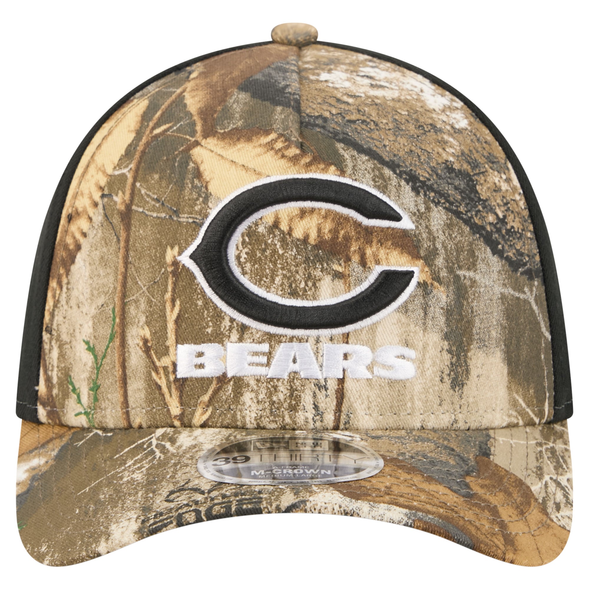 Men's New Era Camo/Black Chicago Bears Team Collection RealTree 39THIRTY M-Crown A-Frame Flex Hat