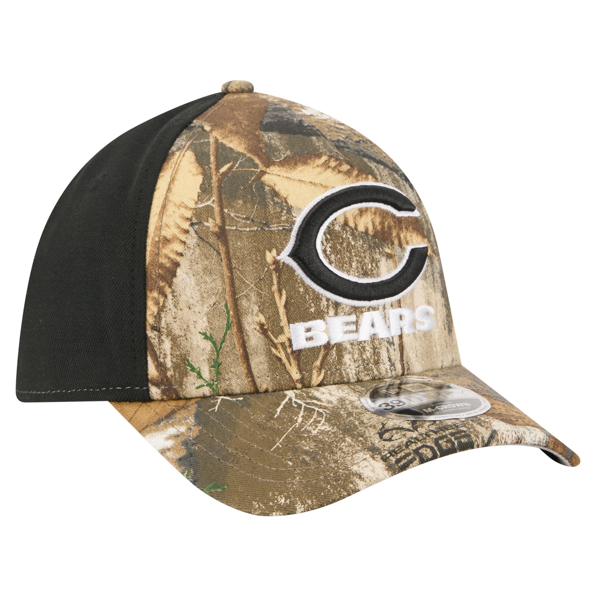 Men's New Era Camo/Black Chicago Bears Team Collection RealTree 39THIRTY M-Crown A-Frame Flex Hat