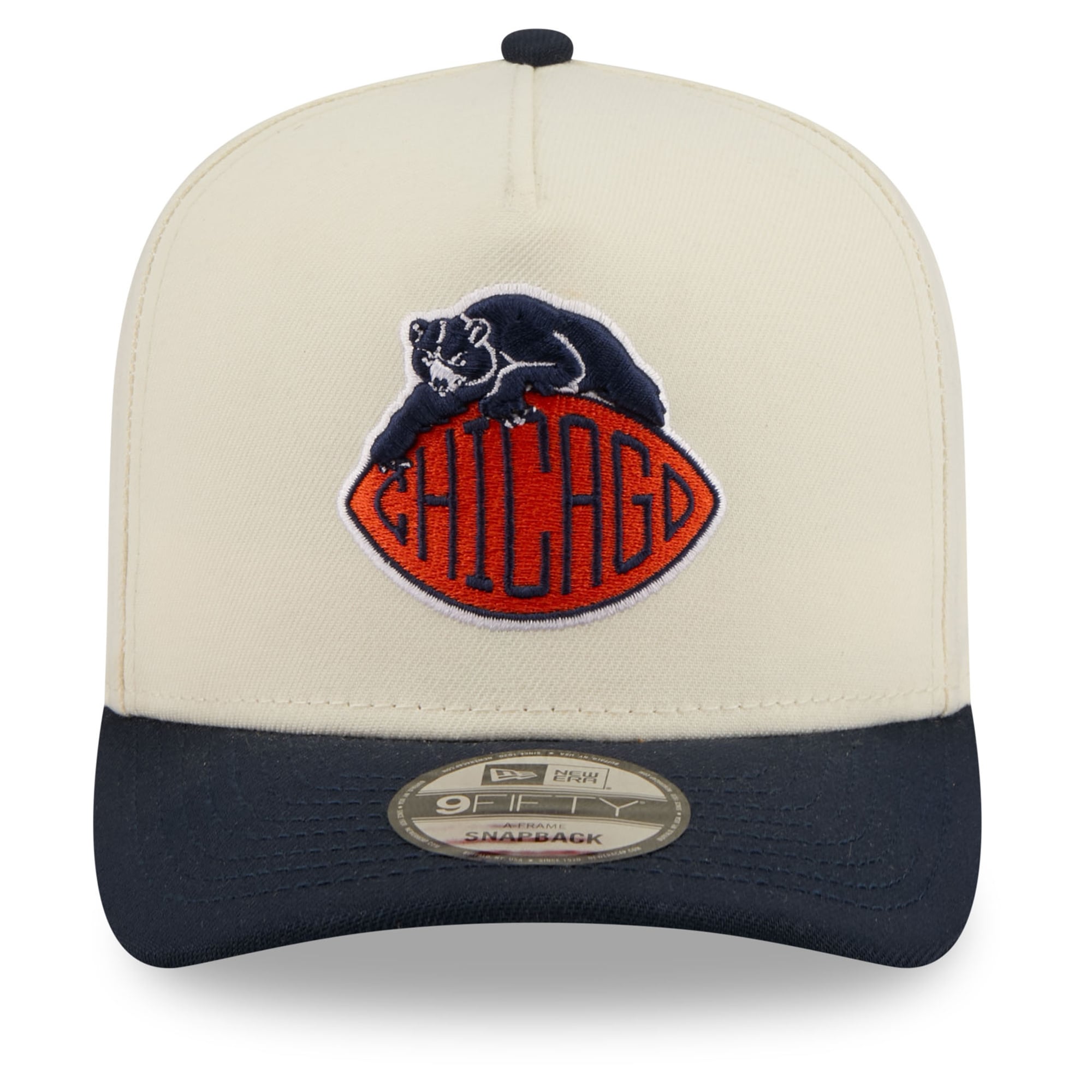 Men's New Era Cream Chicago Bears 2026 Rivalries Collection Fan Pack A-Frame 9FIFTY Snapback Hat