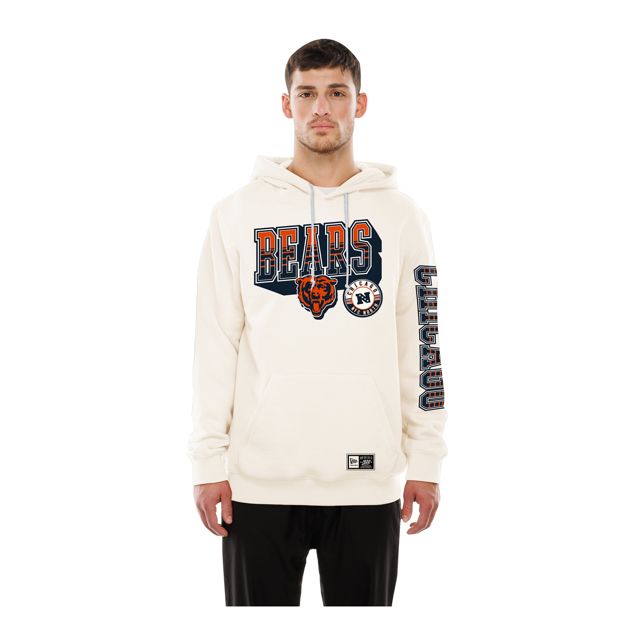Sweat à capuche New Era crème Chicago Bears Dune Dust pour homme