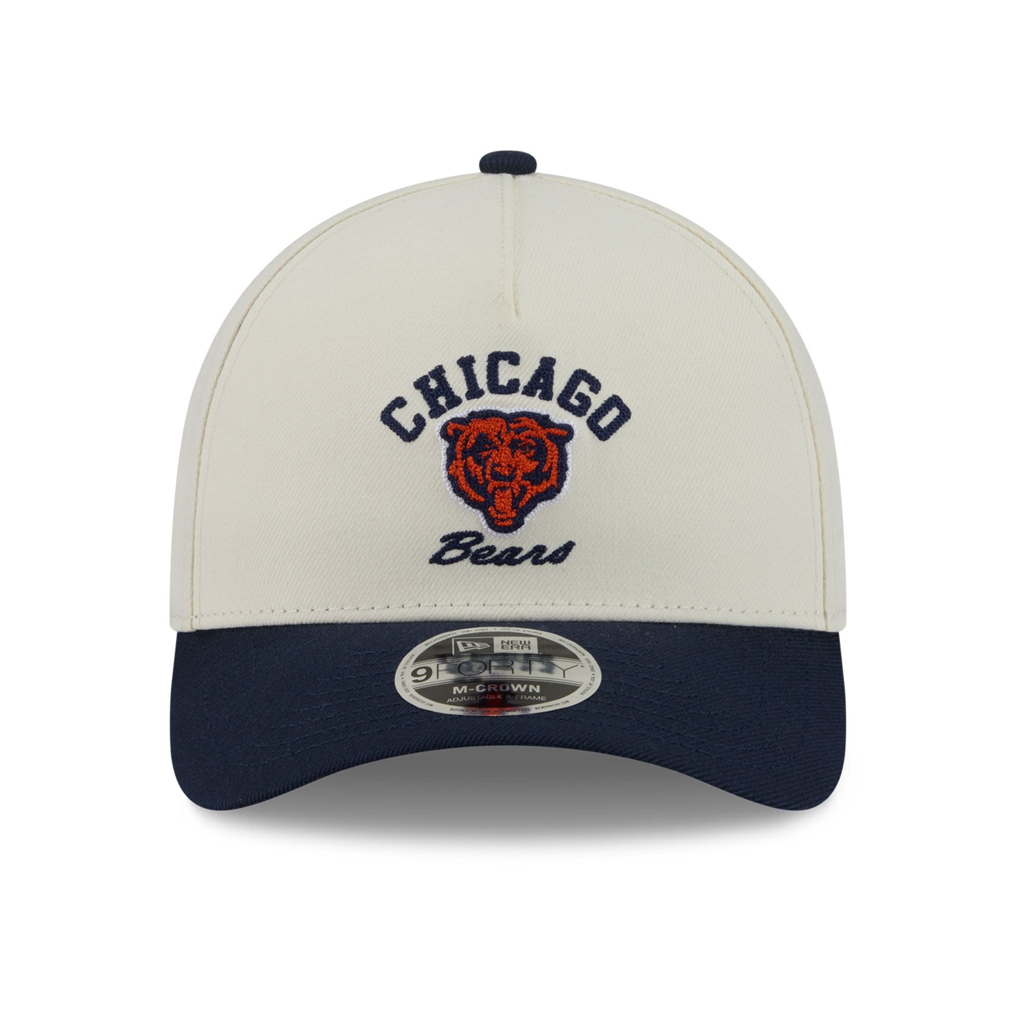 Men's New Era Cream/Navy Chicago Bears Arch 9FORTY A-Frame M-Crown Adjustable Hat