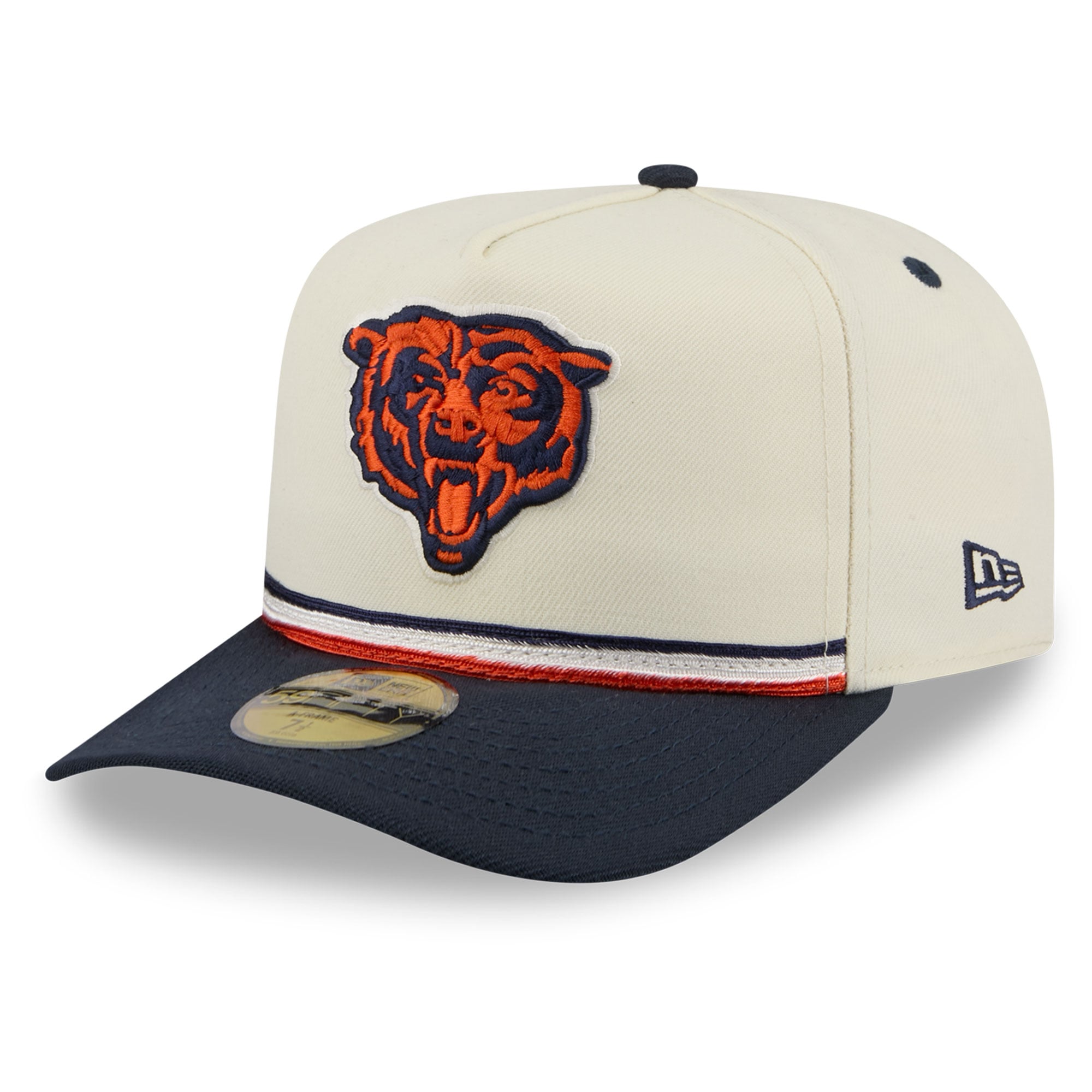 Men's New Era Cream/Navy Chicago Bears Vintage A-Frame 59FIFTY Fitted Hat