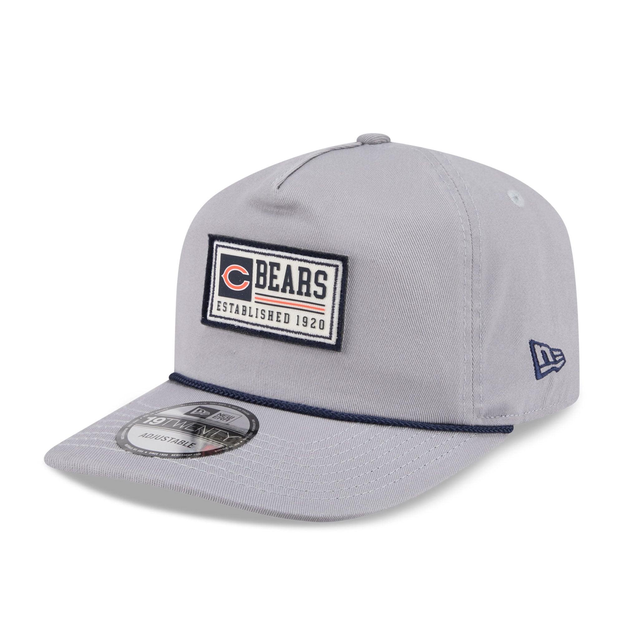 Casquette ajustable New Era grise Chicago Bears Patch 19TWENTY pour homme