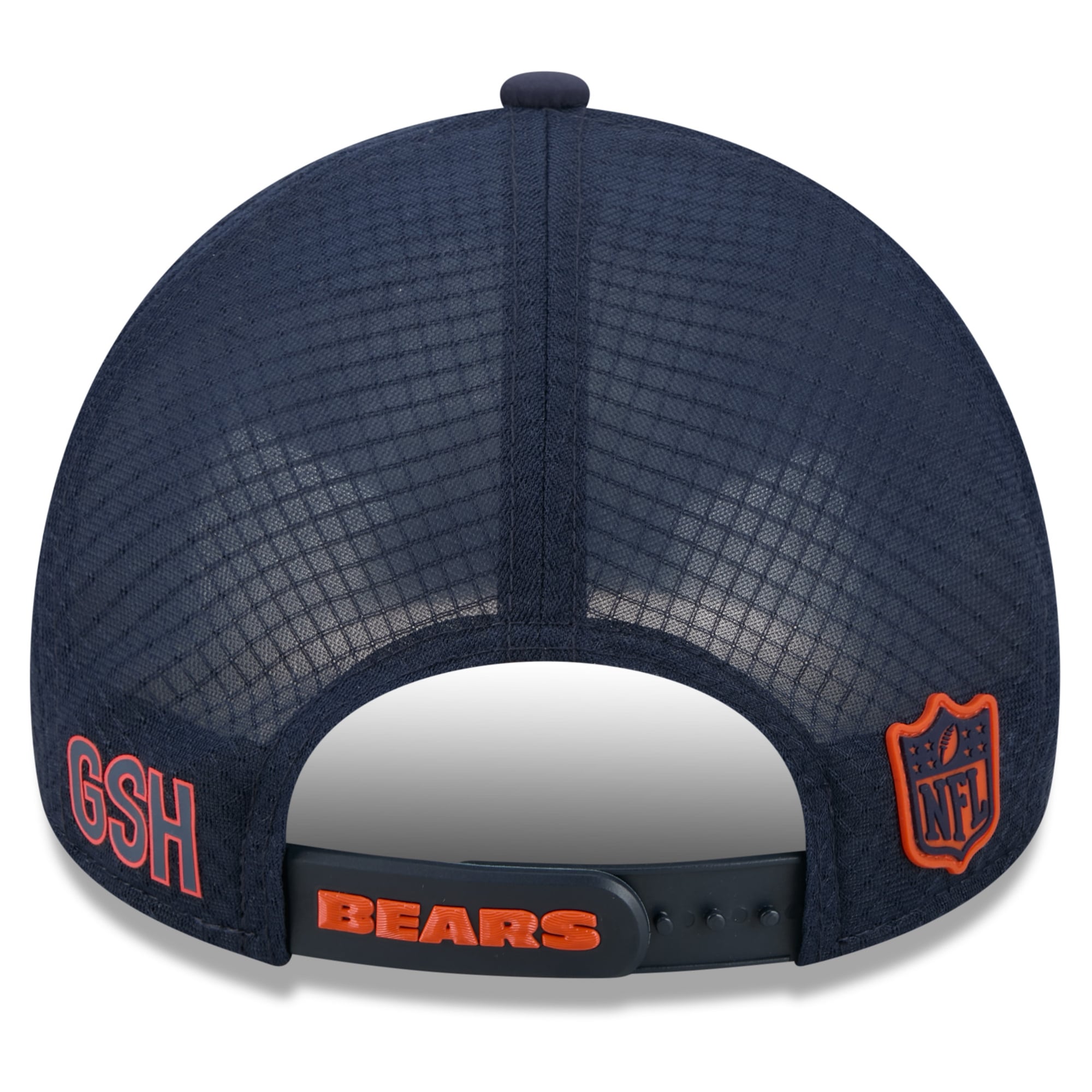 Men's New Era Navy Chicago Bears 2026 Sideline Apex 9FORTY Adjustable Trucker Hat