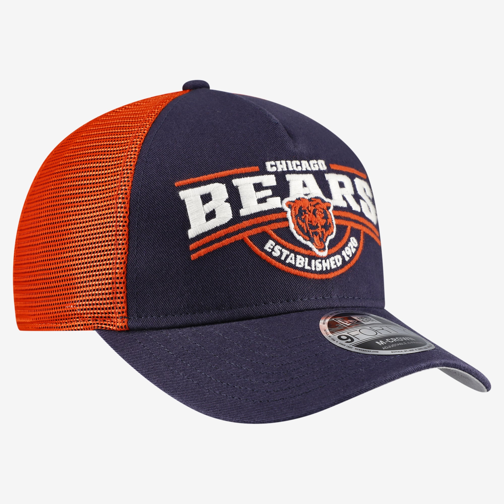 Casquette ajustable New Era Chicago Bears 9FORTY bleu marine pour homme