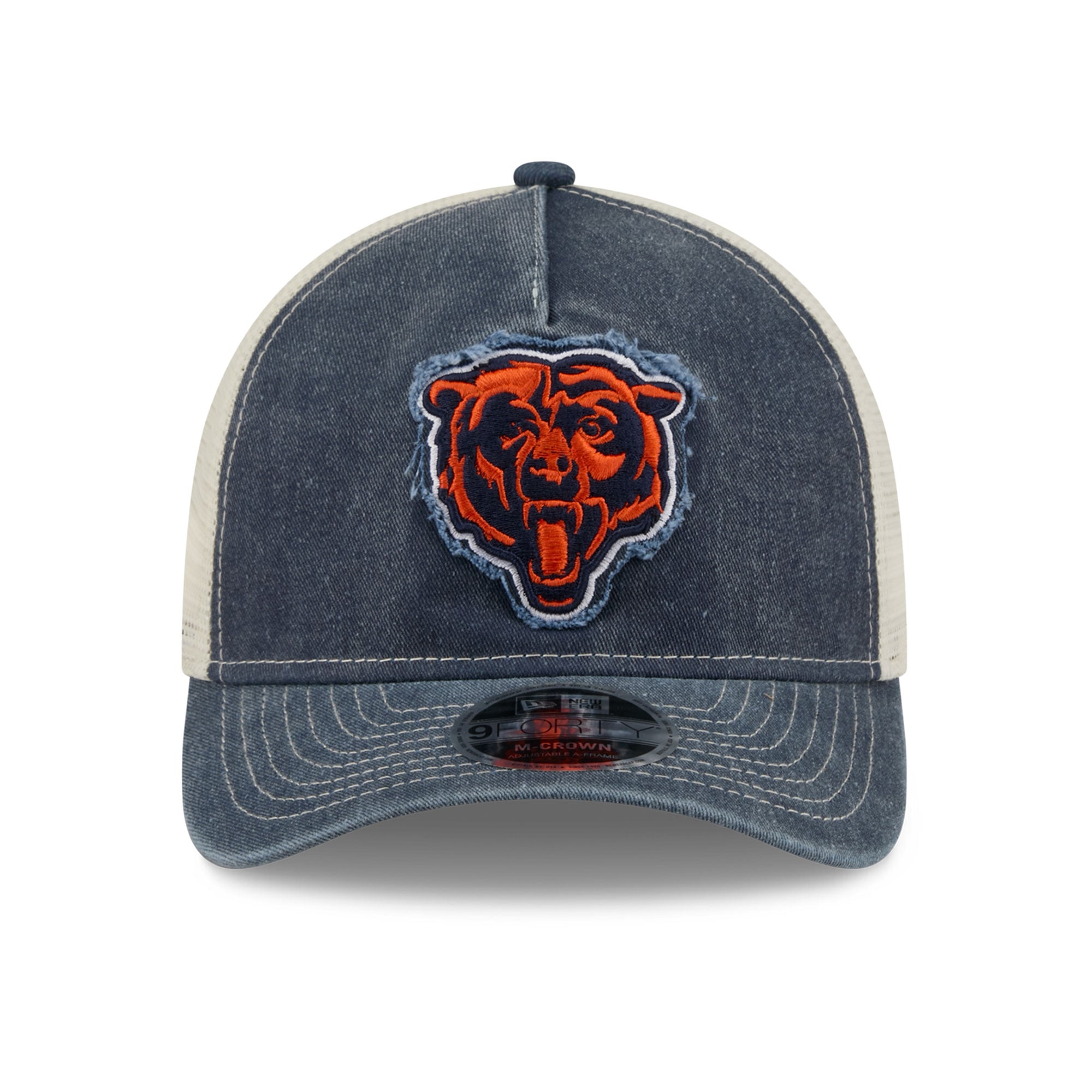 Casquette trucker ajustable New Era bleu marine Chicago Bears 9FORTY pour homme