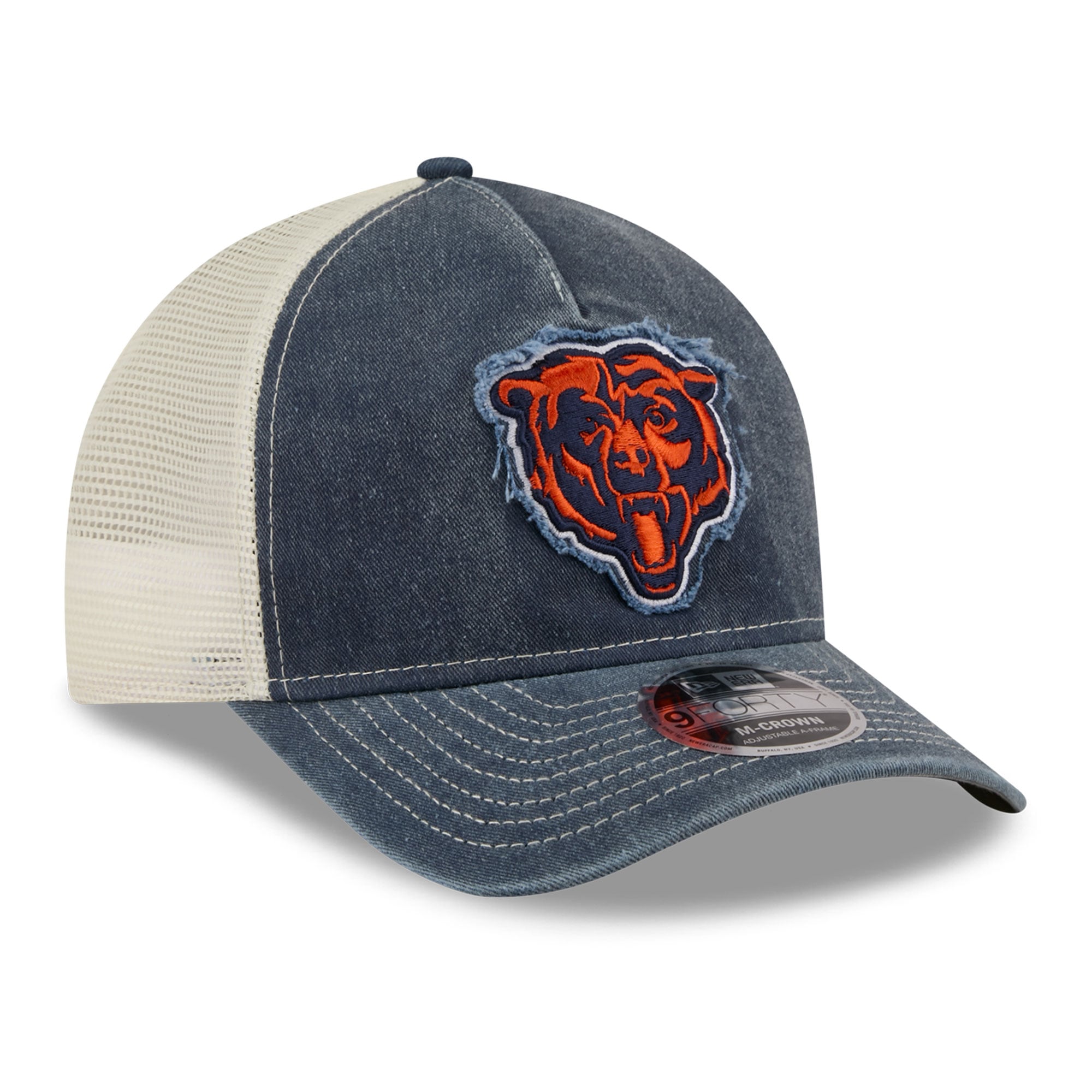 Casquette trucker ajustable New Era bleu marine Chicago Bears 9FORTY pour homme