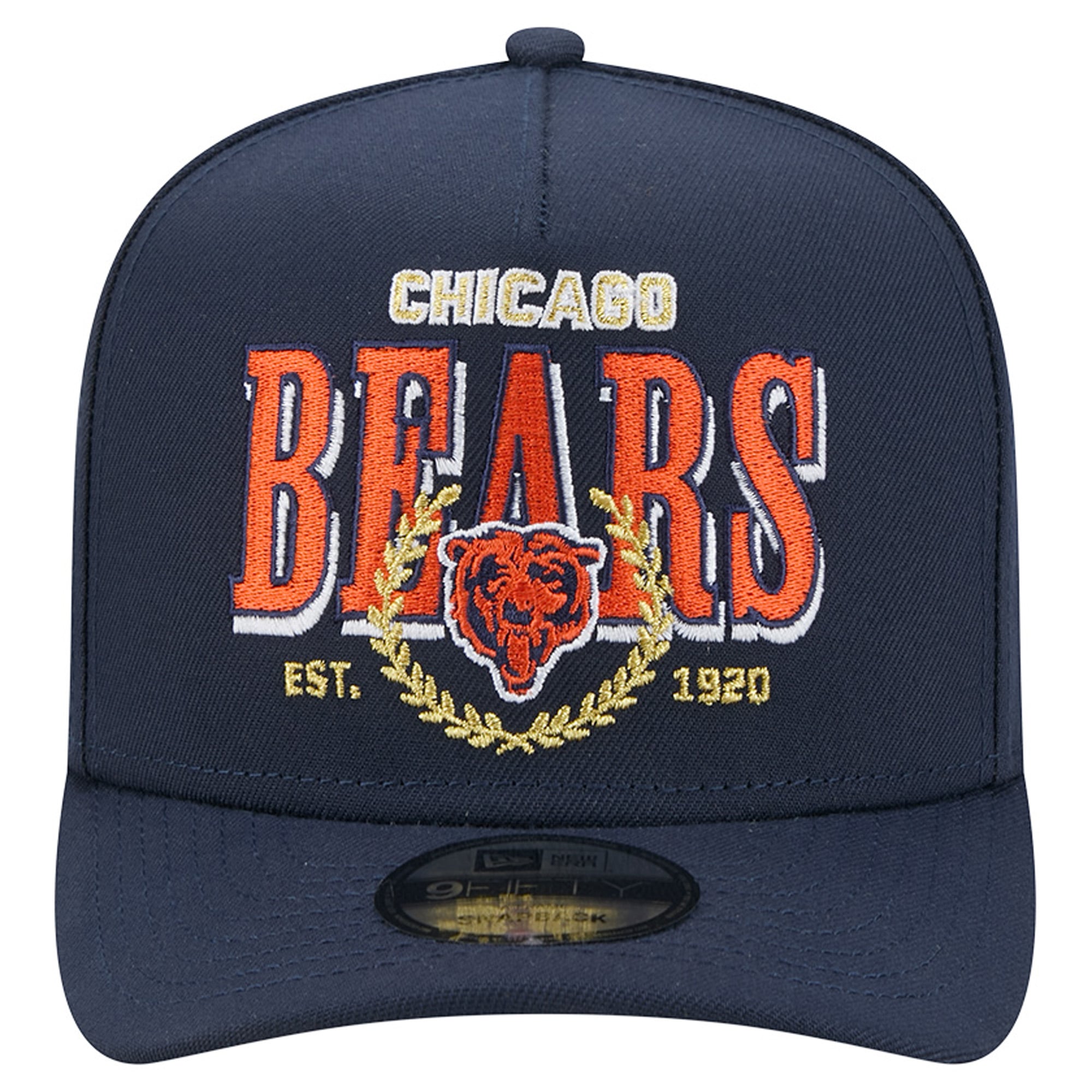 Men's New Era Navy Chicago Bears Laurel A-Frame 9FIFTY Snapback Hat