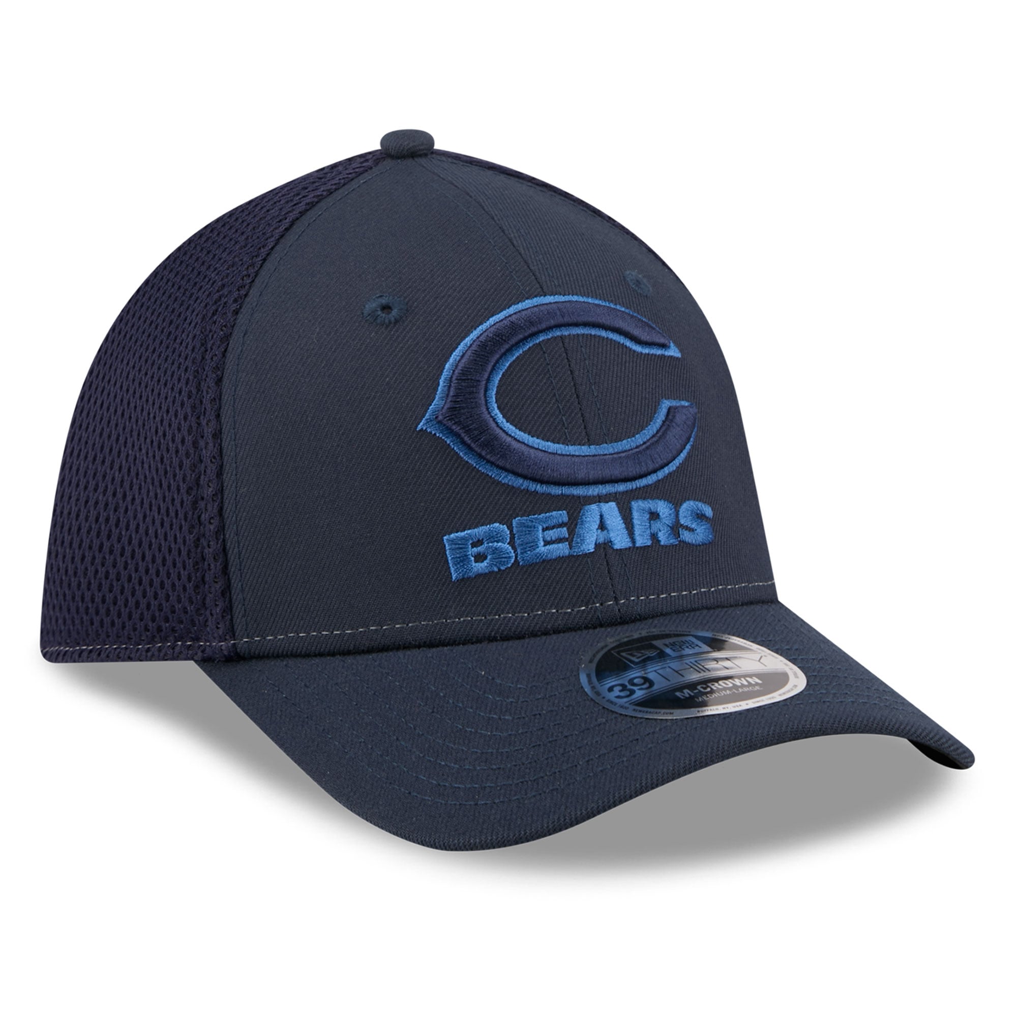 Casquette extensible New Era bleu marine Chicago Bears Neo Mesh 39THIRTY M-Crown pour homme