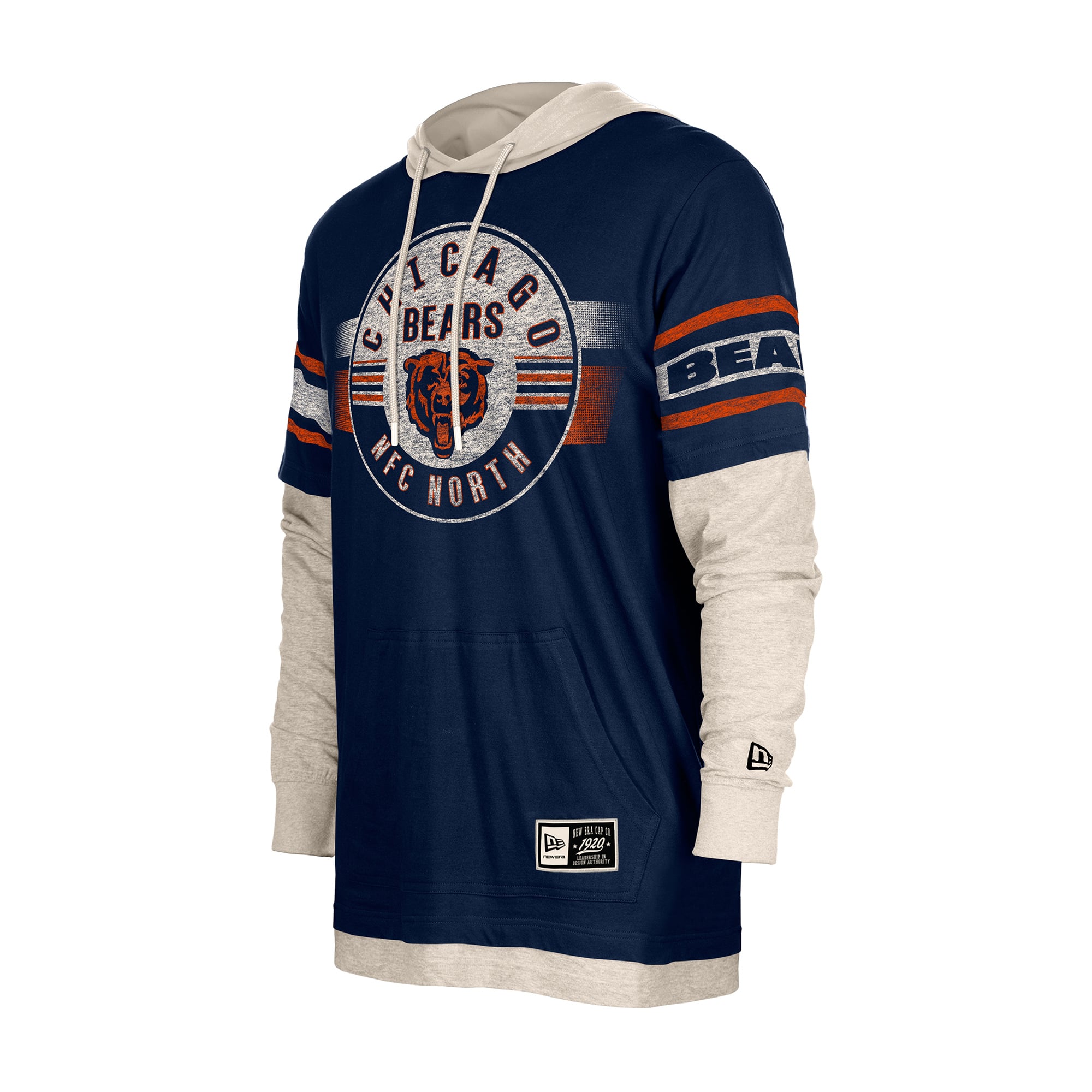 T-shirt à capuche manches longues New Era bleu marine Chicago Bears pour homme