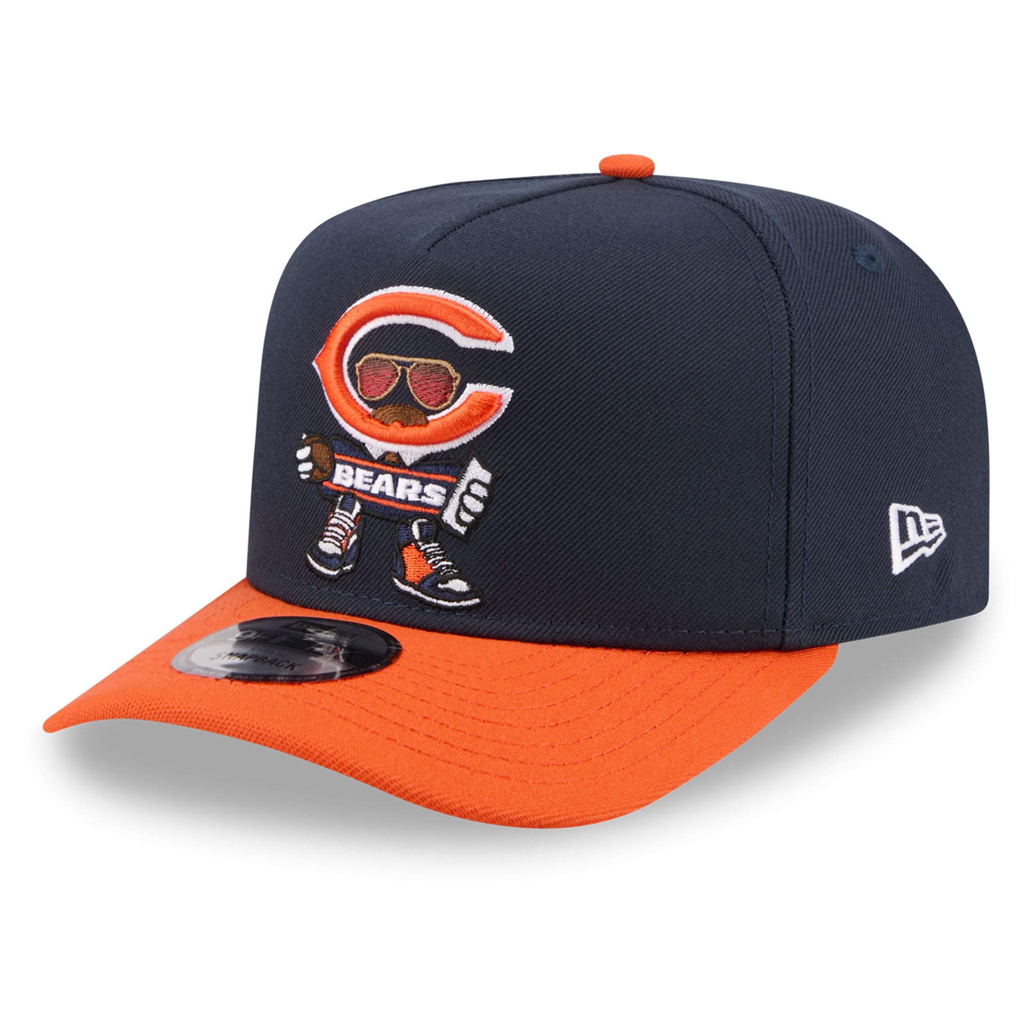 Casquette snapback New Era 9FIFTY pour homme, bleu marine et orange, motif Chicago Bears.