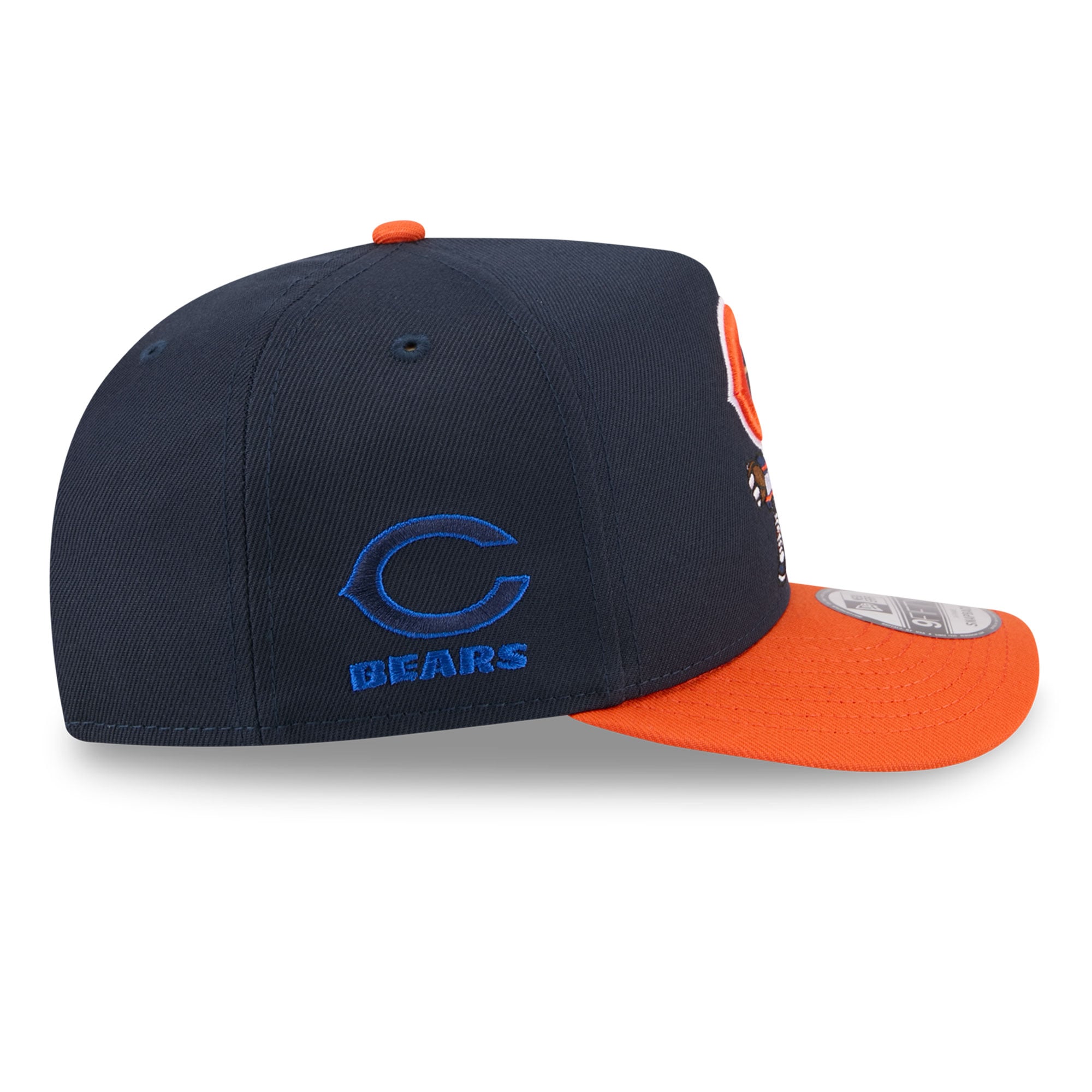 Casquette snapback New Era 9FIFTY pour homme, bleu marine et orange, motif Chicago Bears.