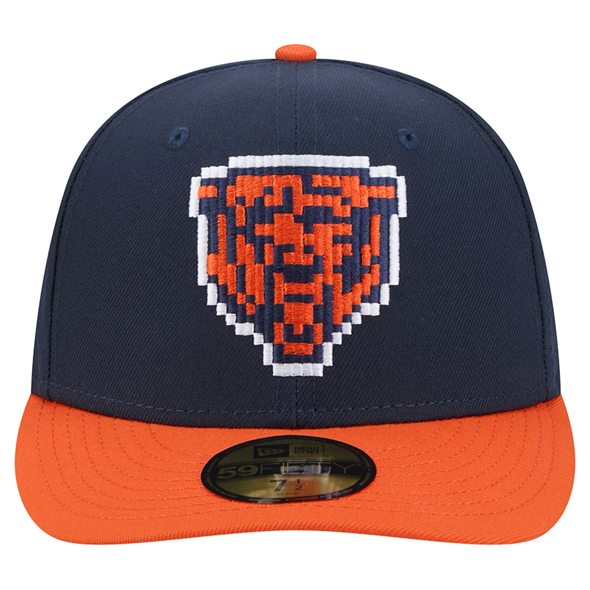 Men's New Era Navy/Orange Chicago Bears Pixel Curved 59FIFTY Fitted Hat