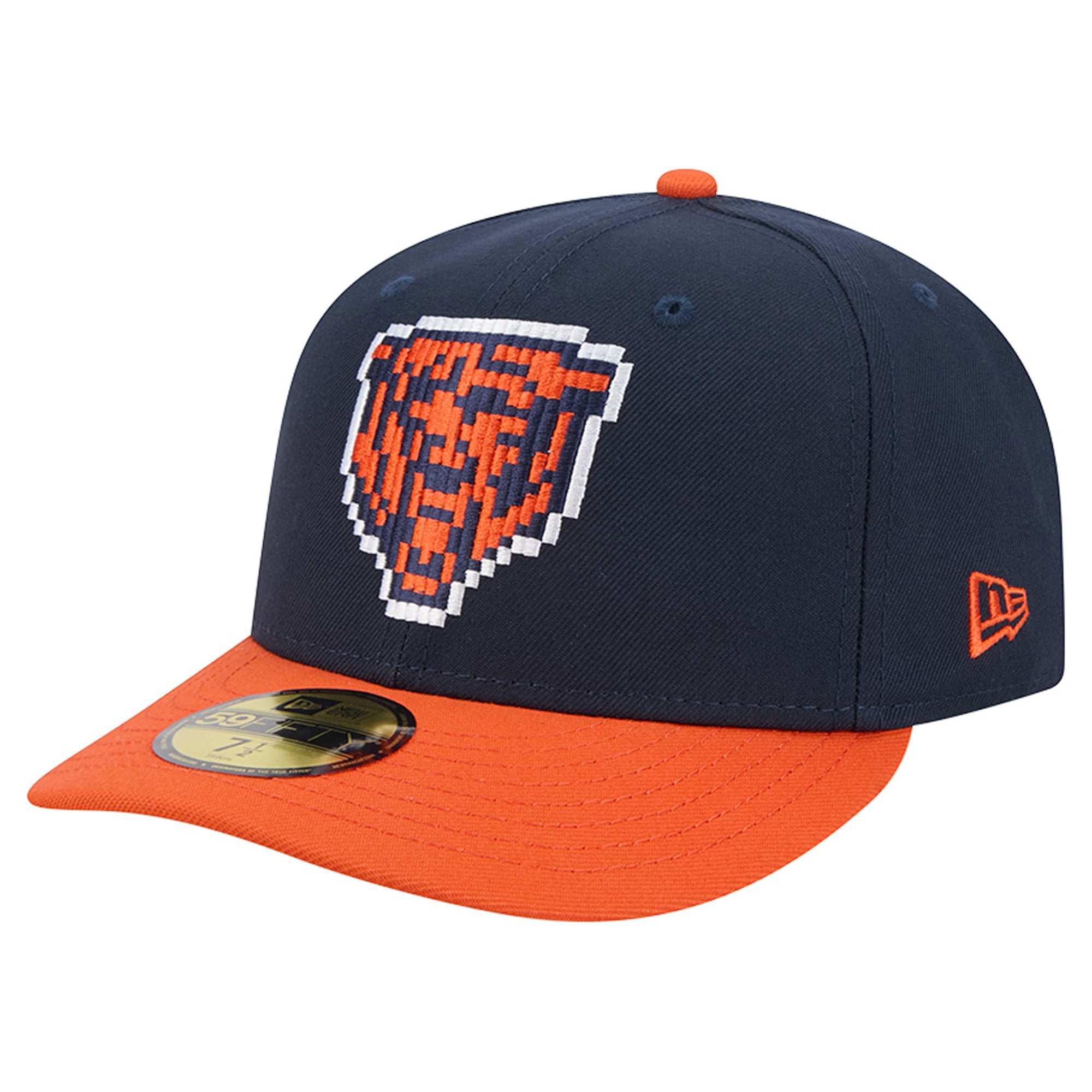 Men's New Era Navy/Orange Chicago Bears Pixel Curved 59FIFTY Fitted Hat
