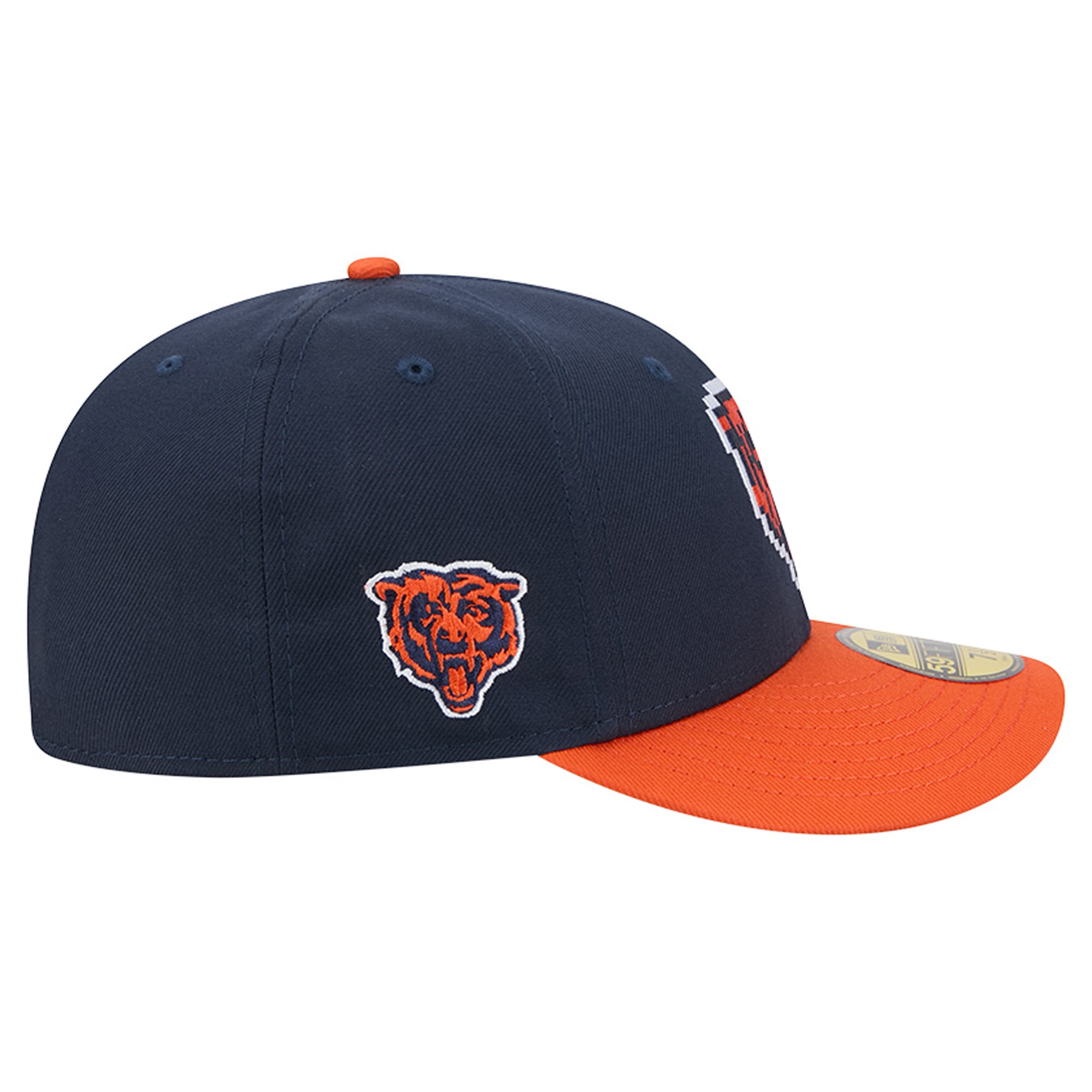 Men's New Era Navy/Orange Chicago Bears Pixel Curved 59FIFTY Fitted Hat