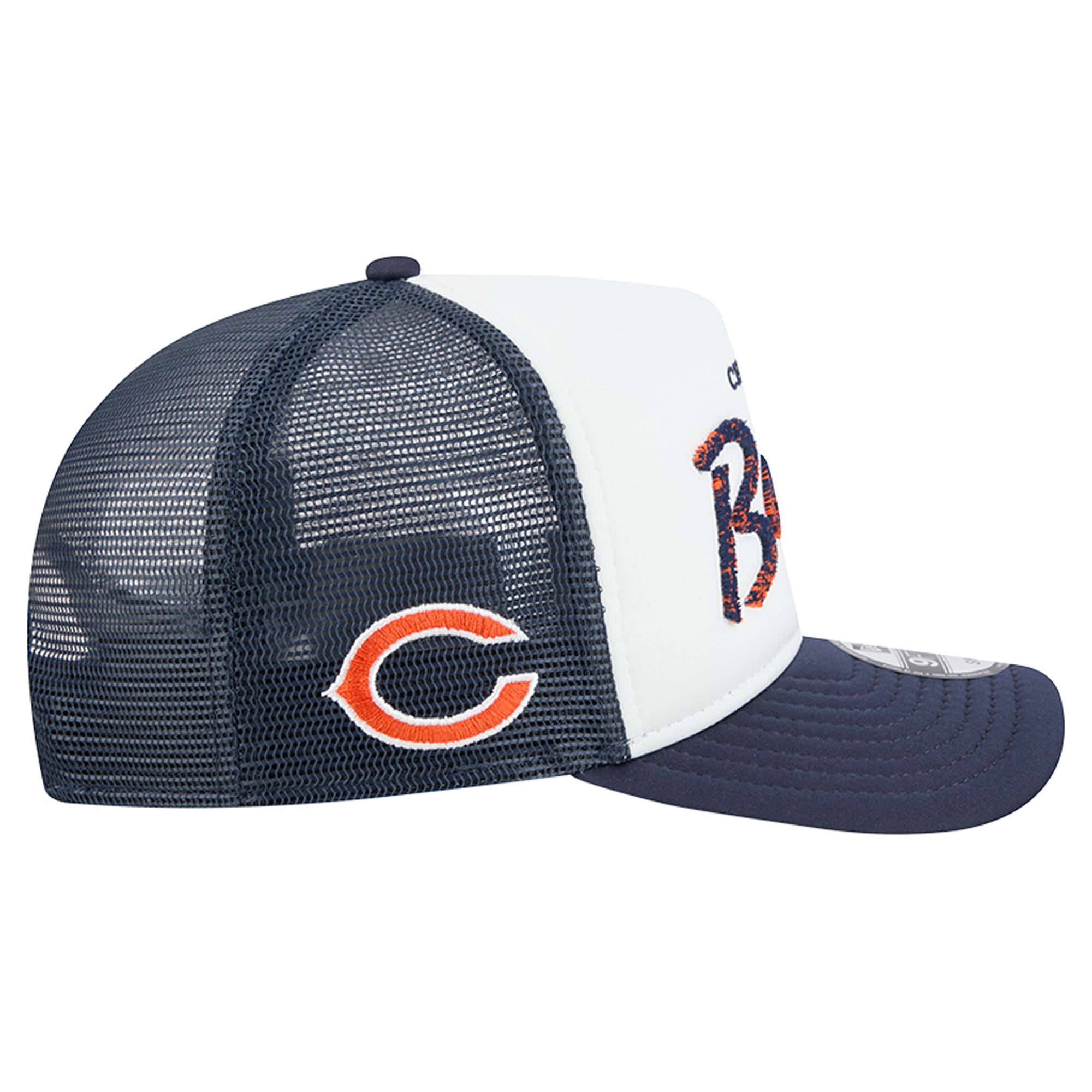 Casquette trucker New Era 9FIFTY Snapback blanche et marine Chicago Bears pour homme