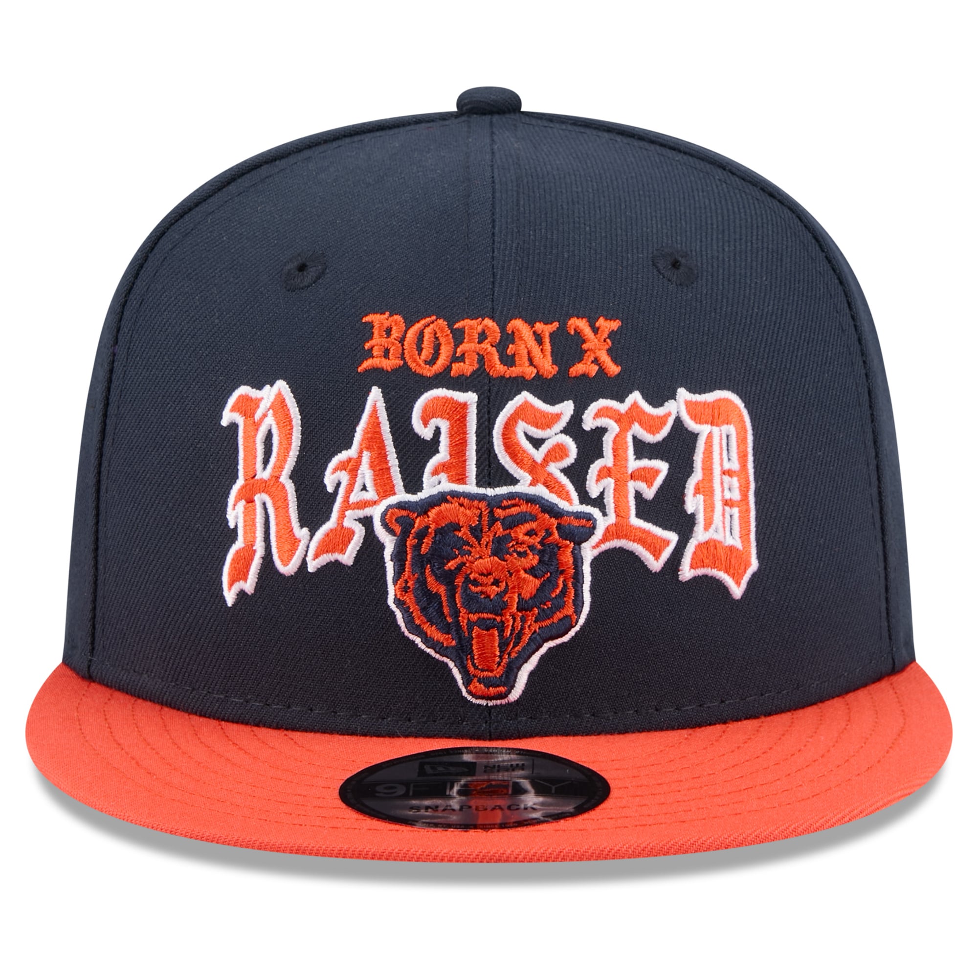 Casquette snapback New Era x Born x Raised Chicago Bears 9FIFTY pour homme, bleu marine et orange